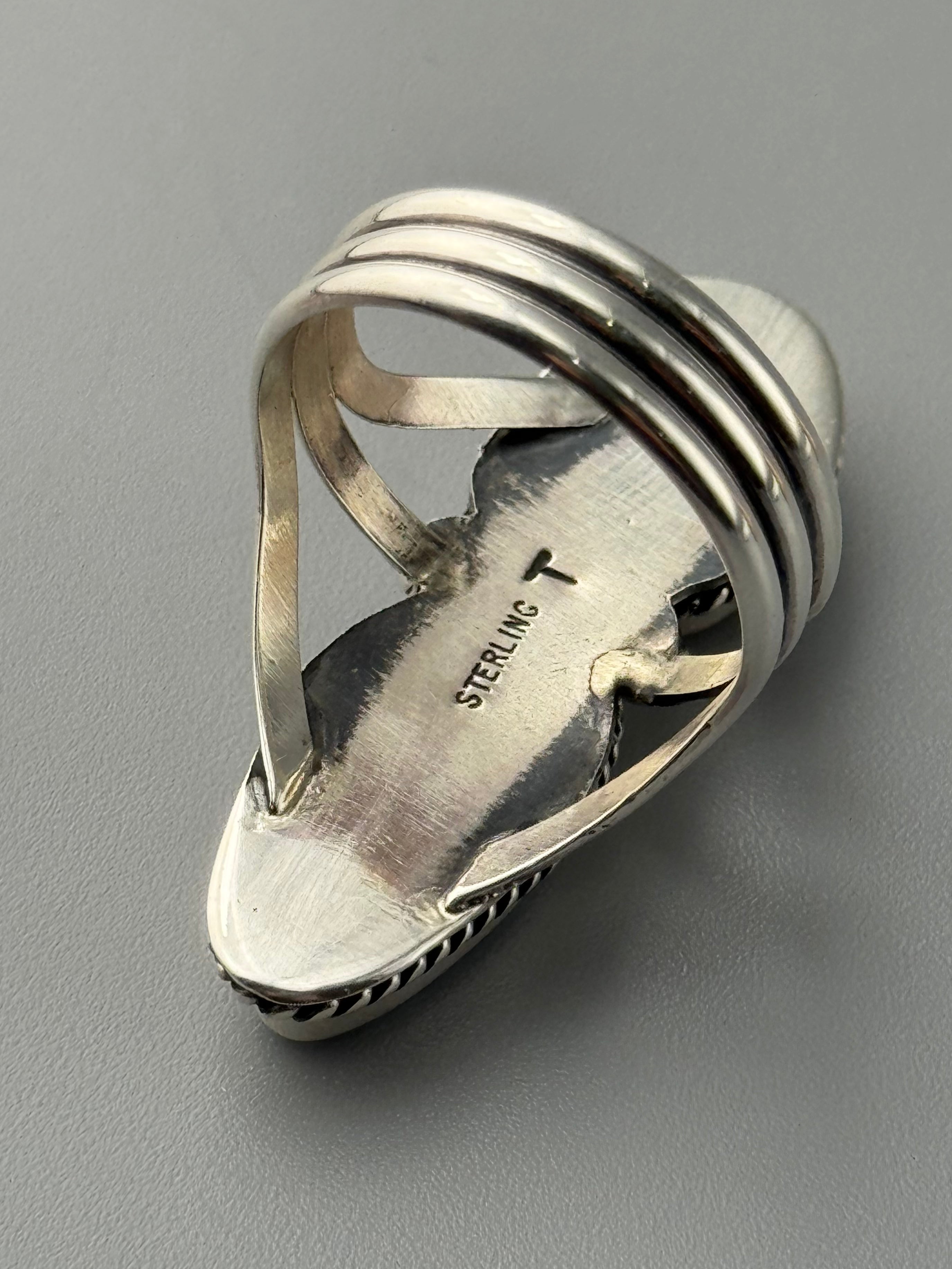 •GOLDEN HILL TURQUOISE - NAAKI• Navajo silver ring (size 9.25)