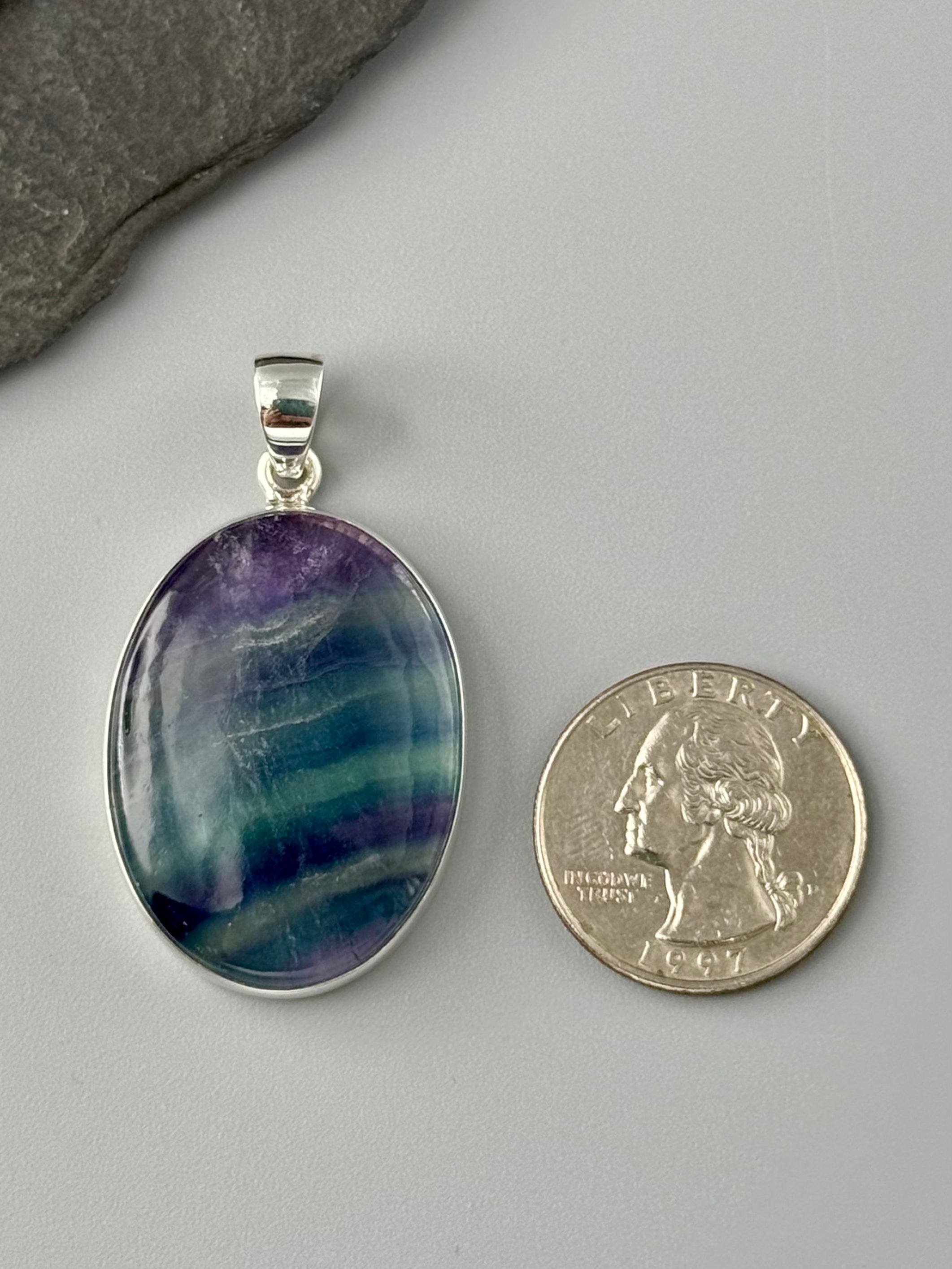 •FLUORITE OVAL - 3• sterling silver pendant
