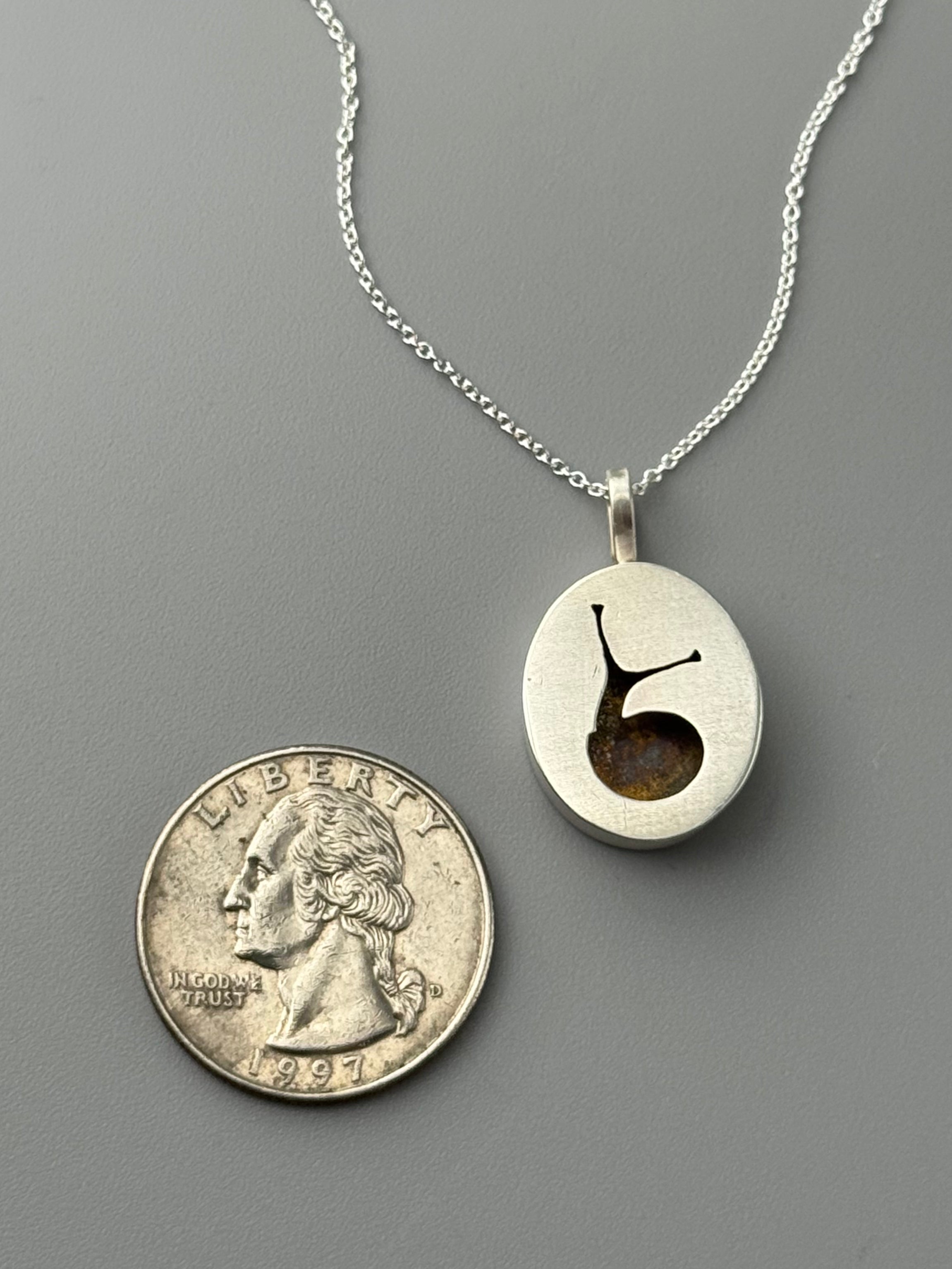 •SNAILED IT• silver snail shadowbox necklace (18" long)