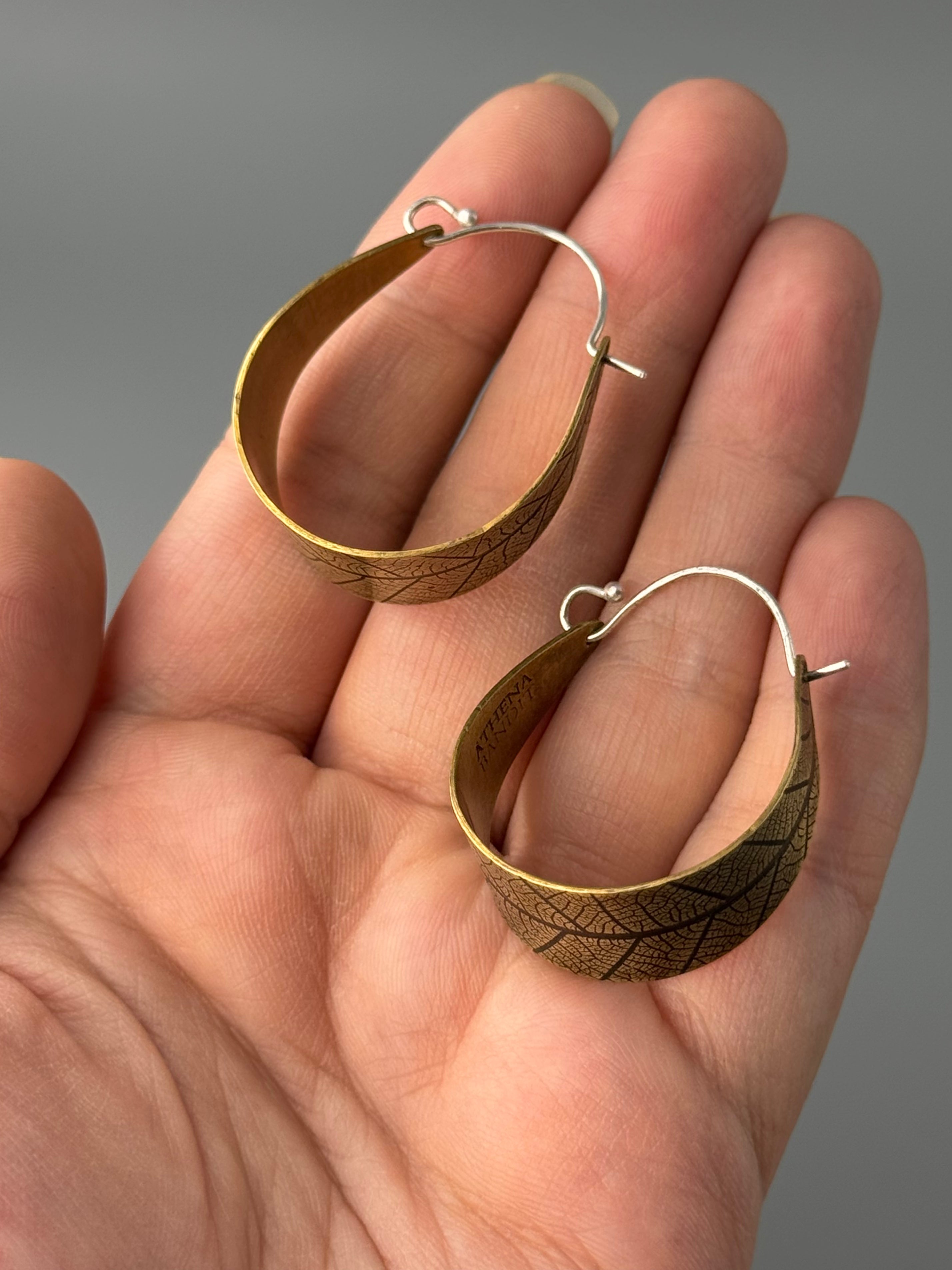 •LEAF HOOPS• mixed metal hoop earrings