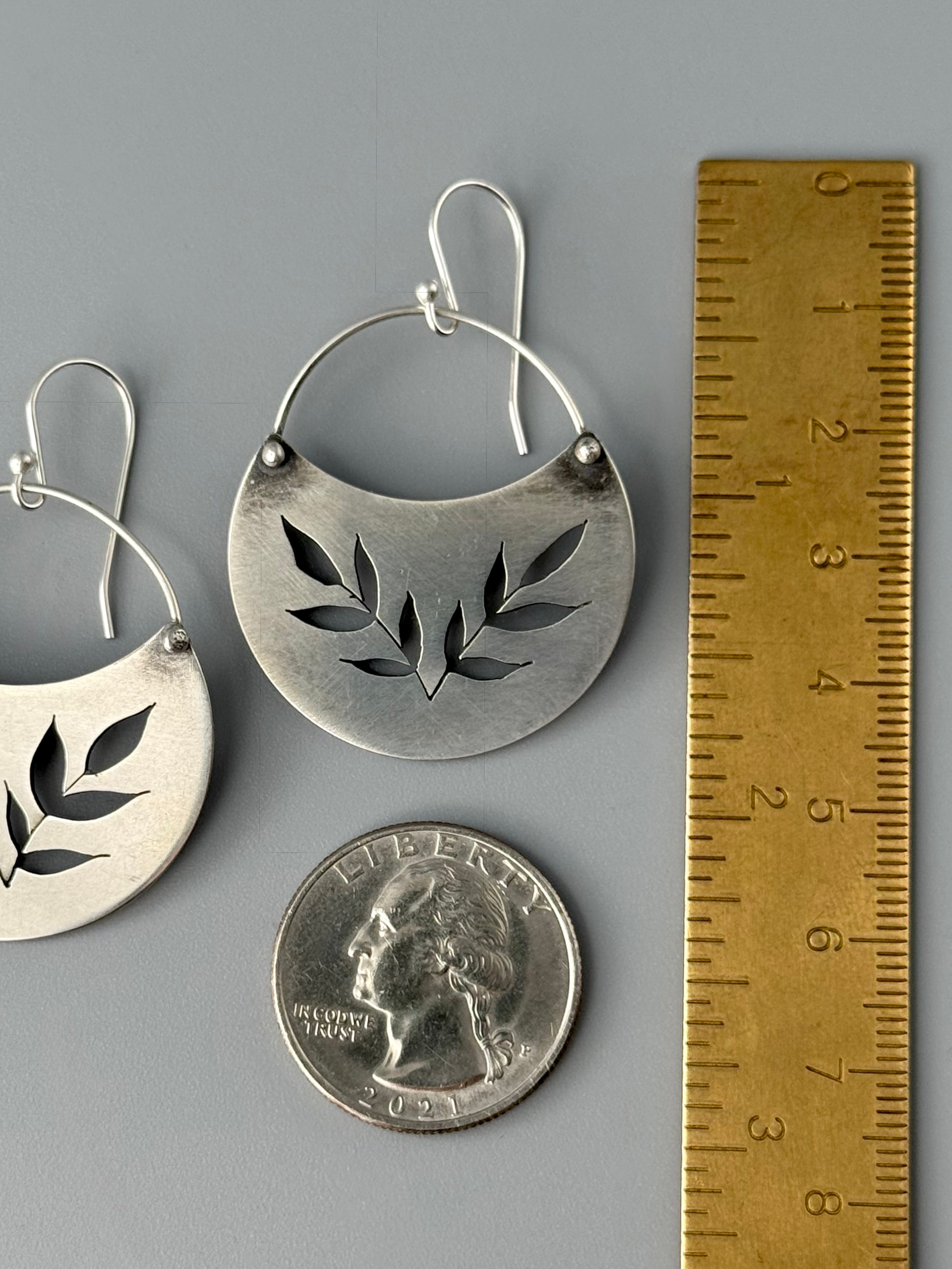 •SWEETGRASS CRESCENT• silver dangle earrings