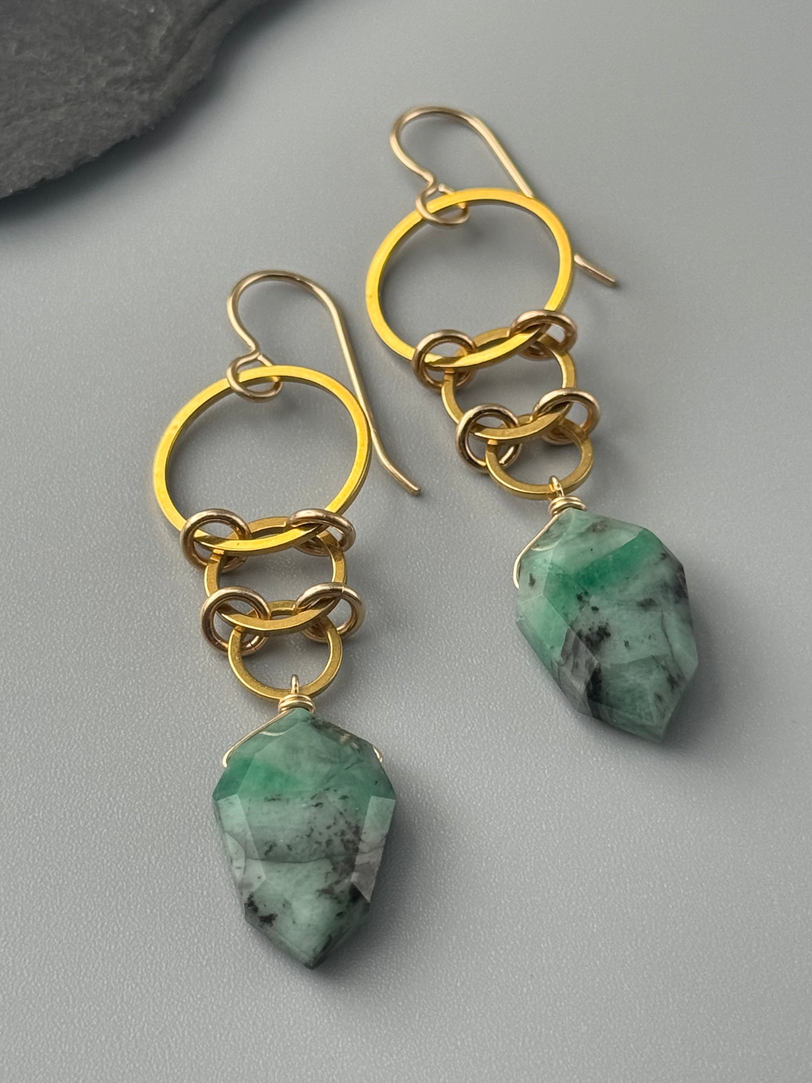 •EOWYN• emerald + gold earrings