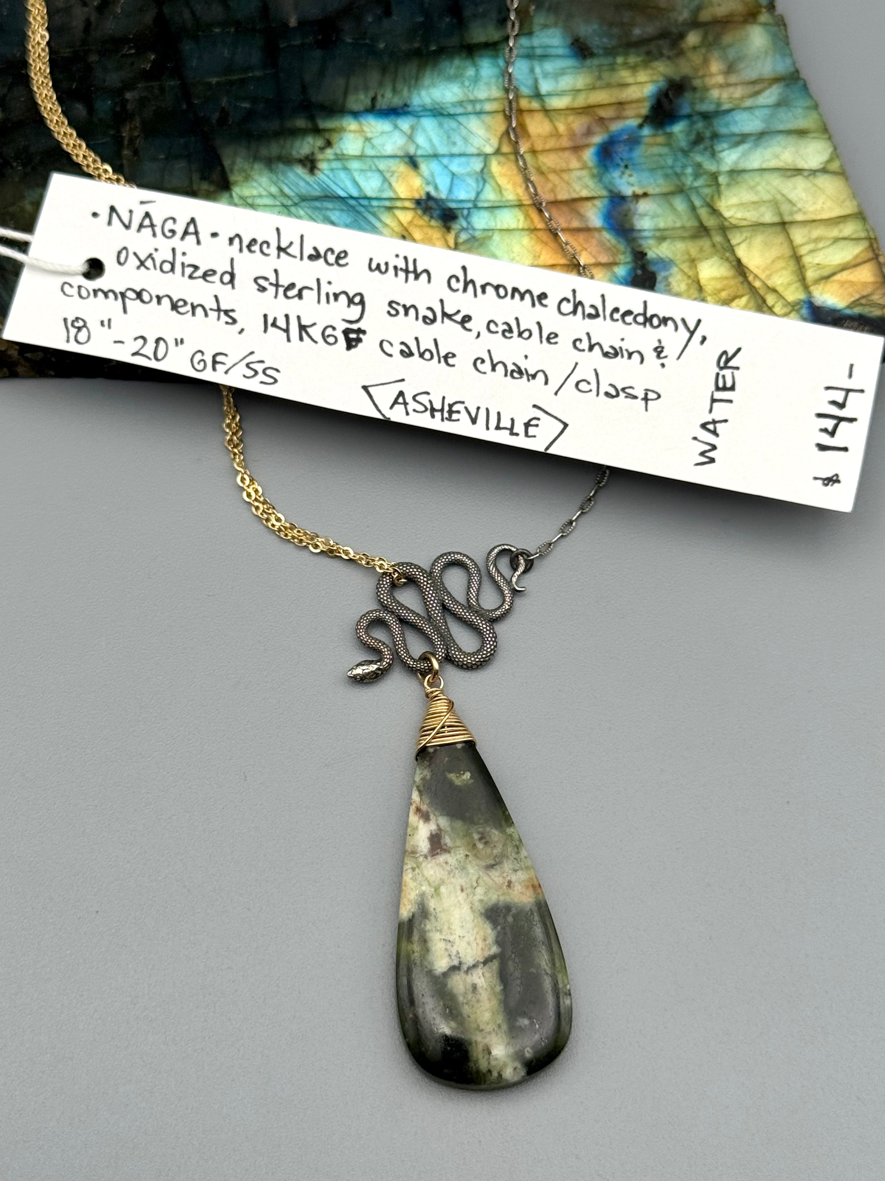 •NĀGA• chrome chalcedony + mixed metal necklace (18"-20" long)