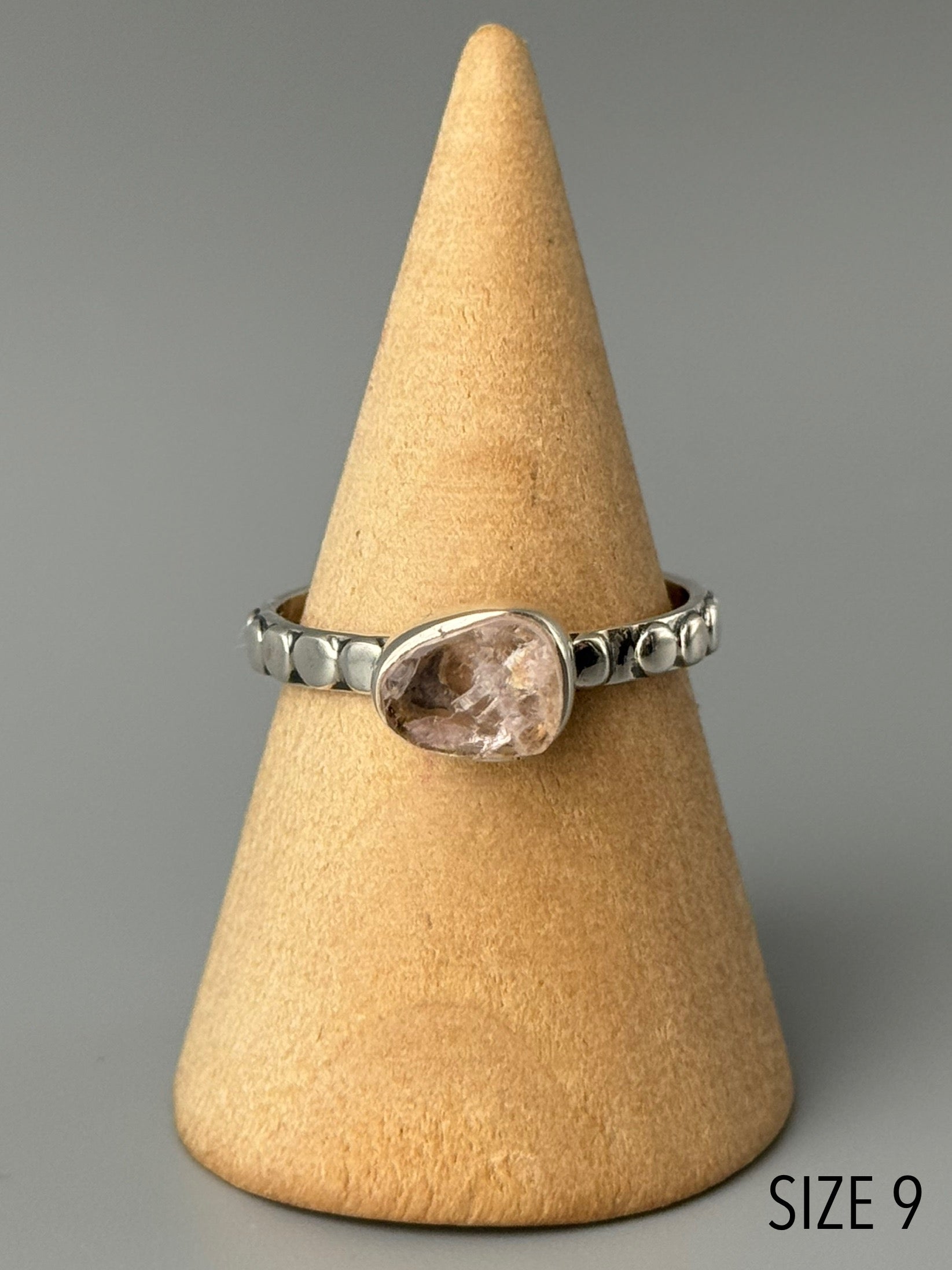 •MORGANITE - NUGGET• flat dotted band silver ring (various sizes)