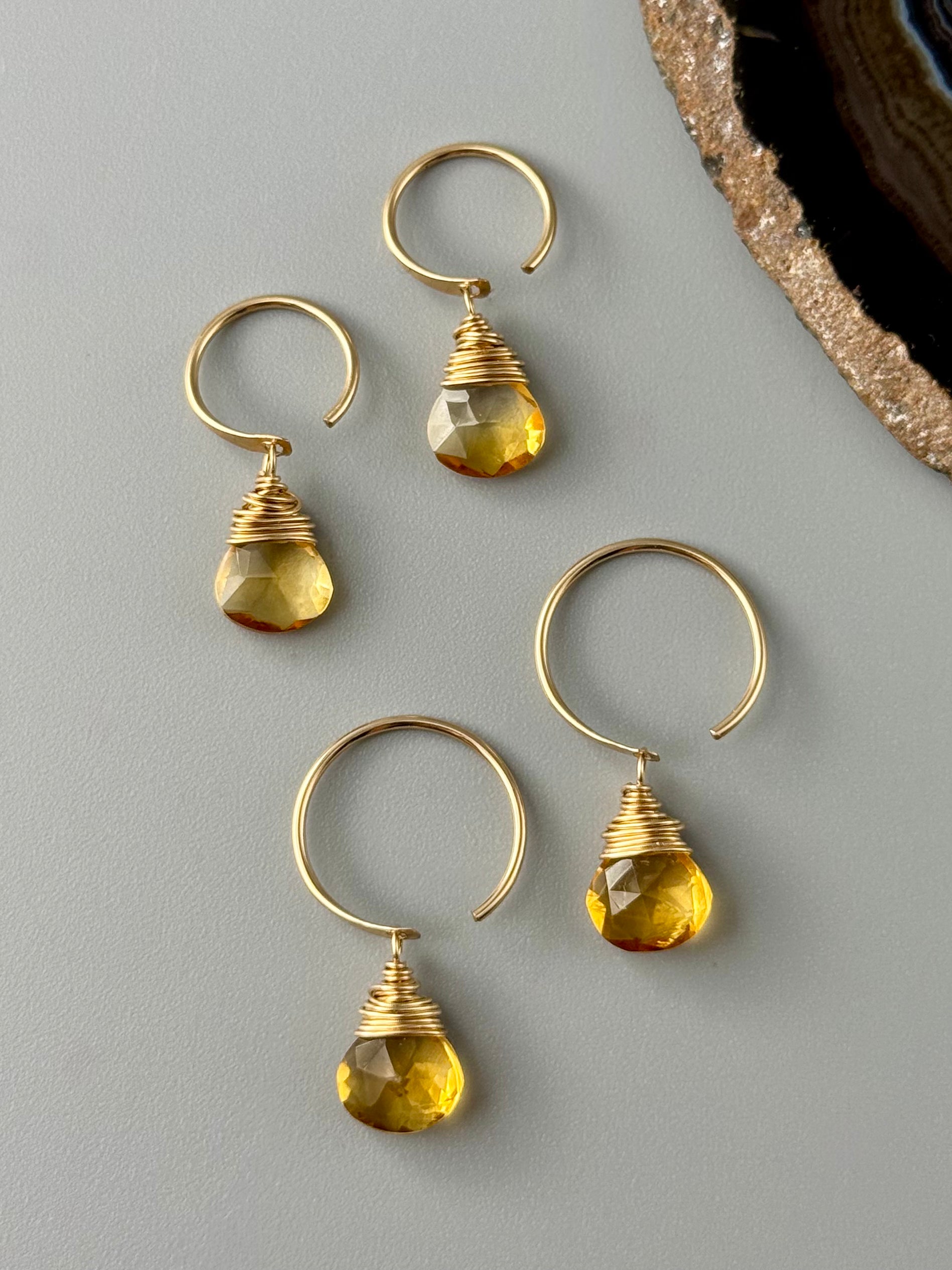 •DANGLE HUG• citrine + gold earrings