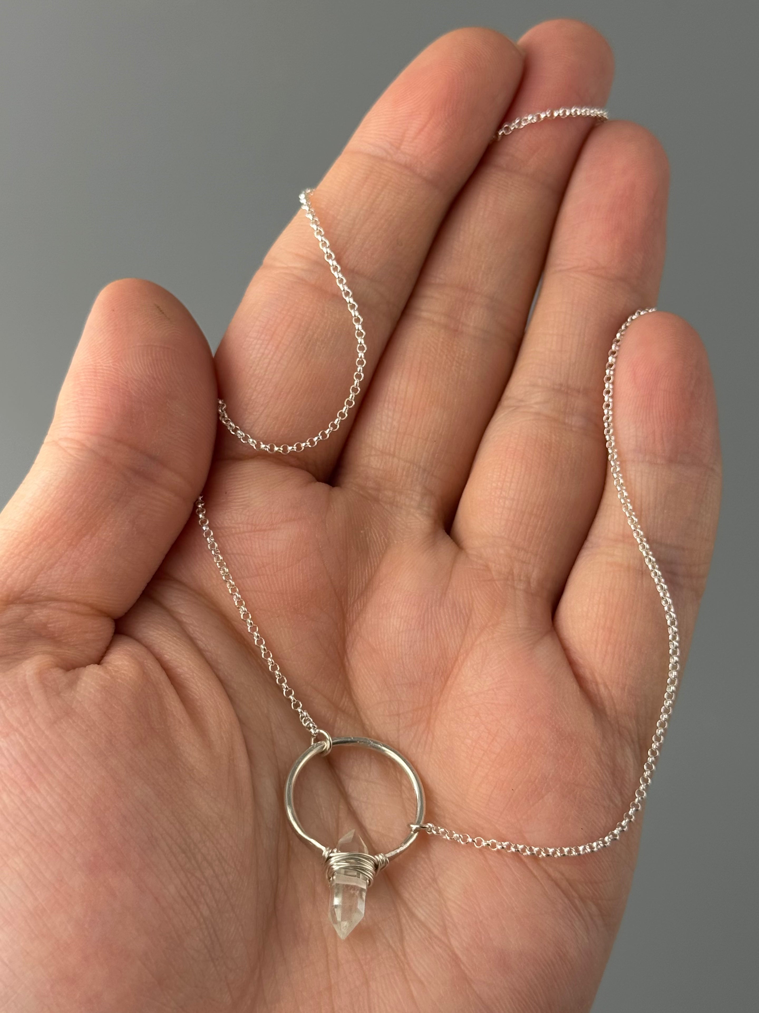 •CREST• clear quartz + silver necklace