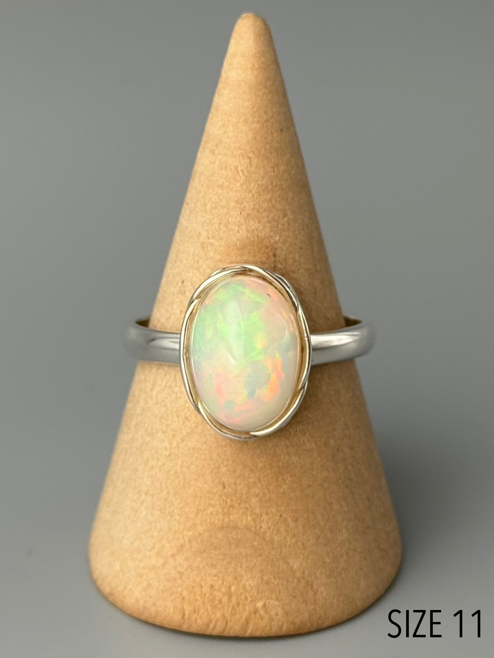 •ETHIOPIAN OPAL - LATTICE• braided bezel silver ring (various sizes)
