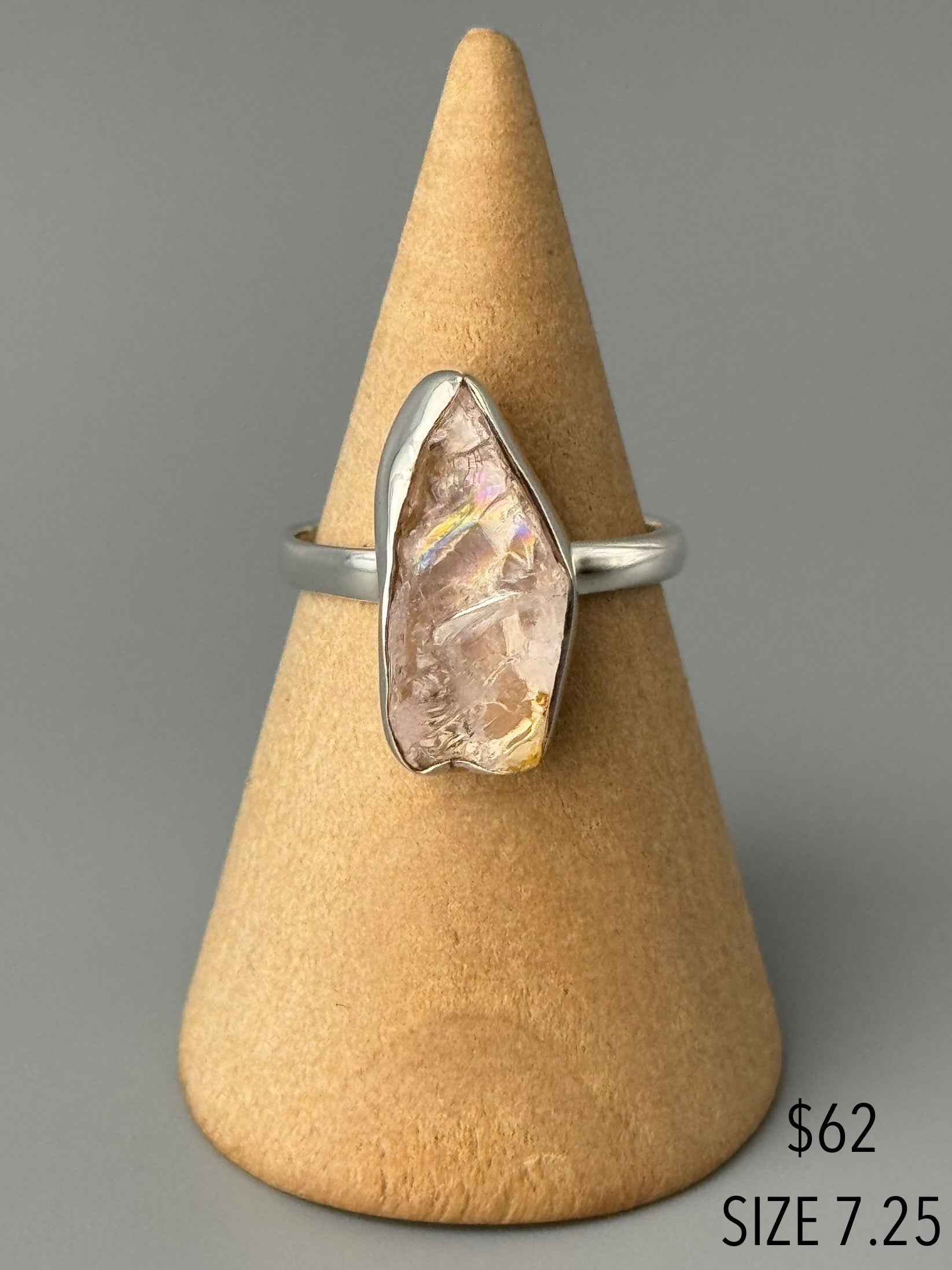 •MORGANITE - NUGGET• silver ring (various sizes)