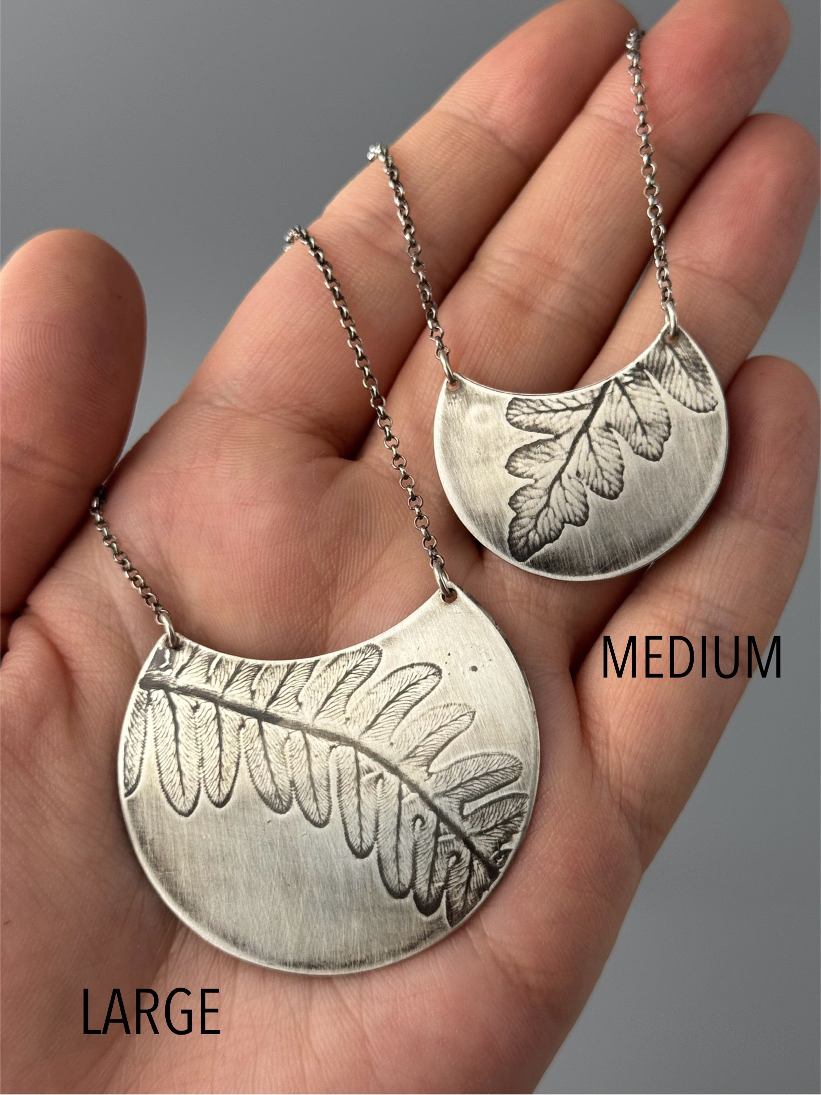 •FERN CRESCENT• silver necklace (20" long)