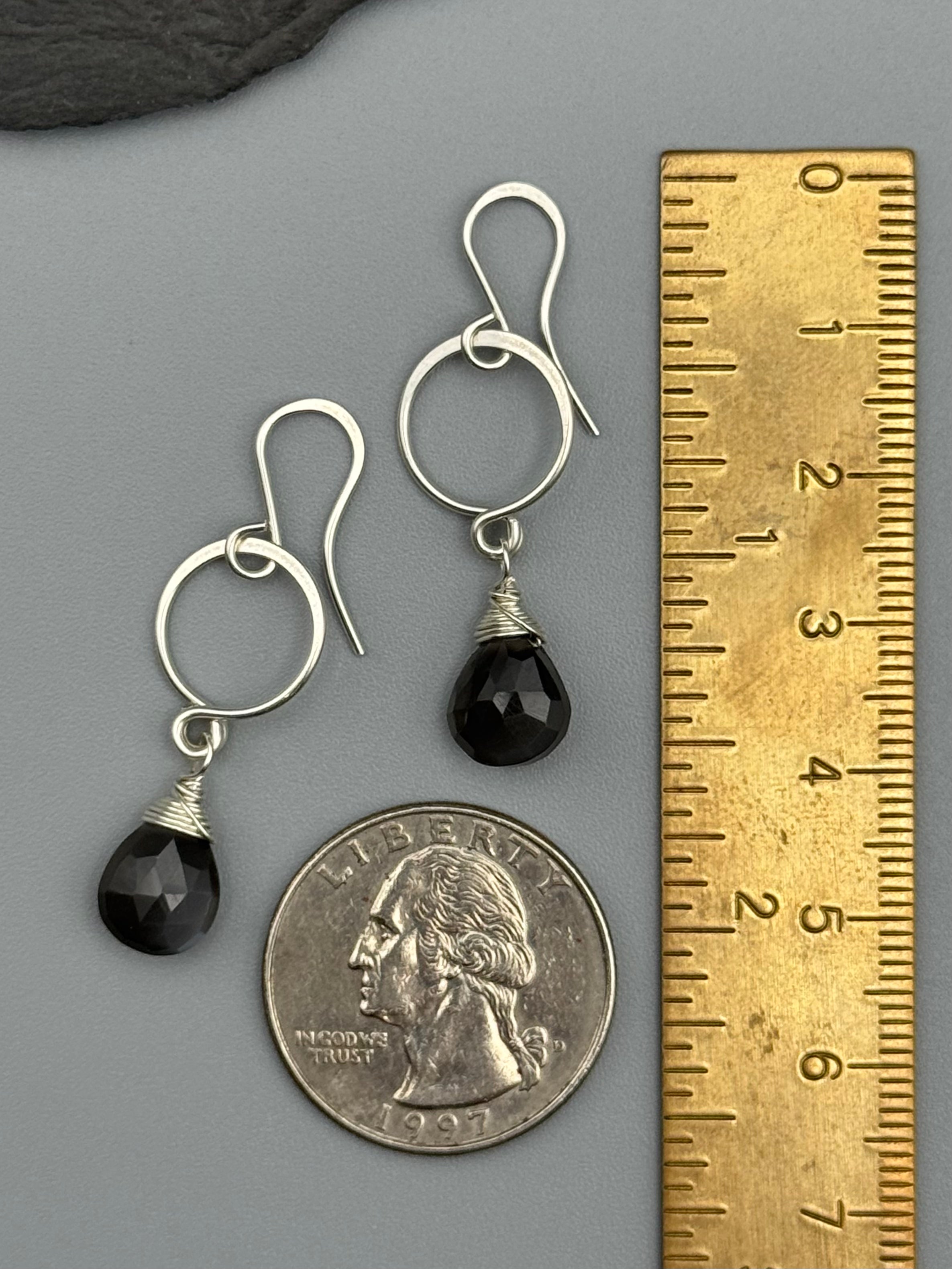 •DROPLET• grey moonstone + silver dangle earrings