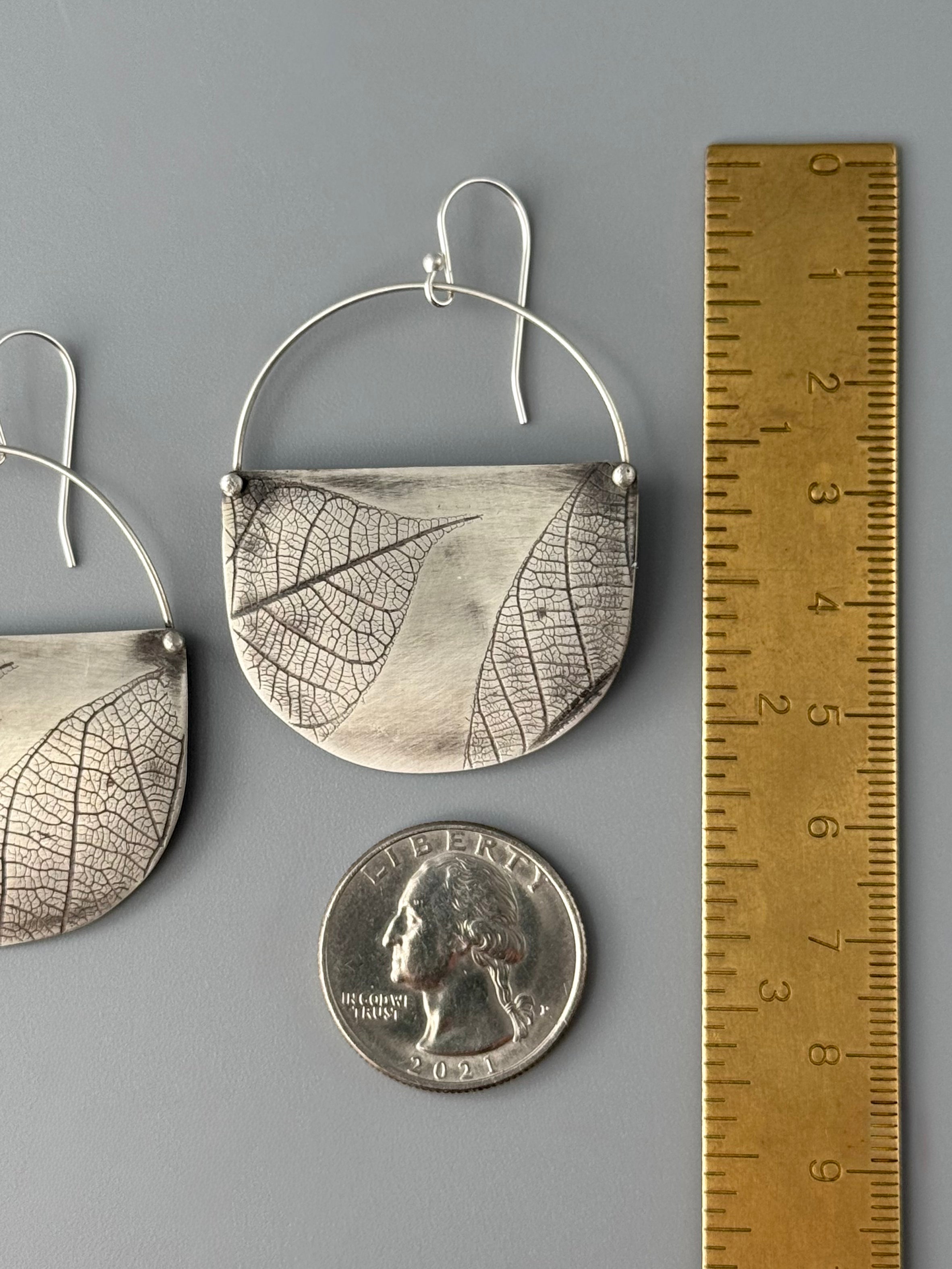 •LEAF BASKET• silver dangle earrings