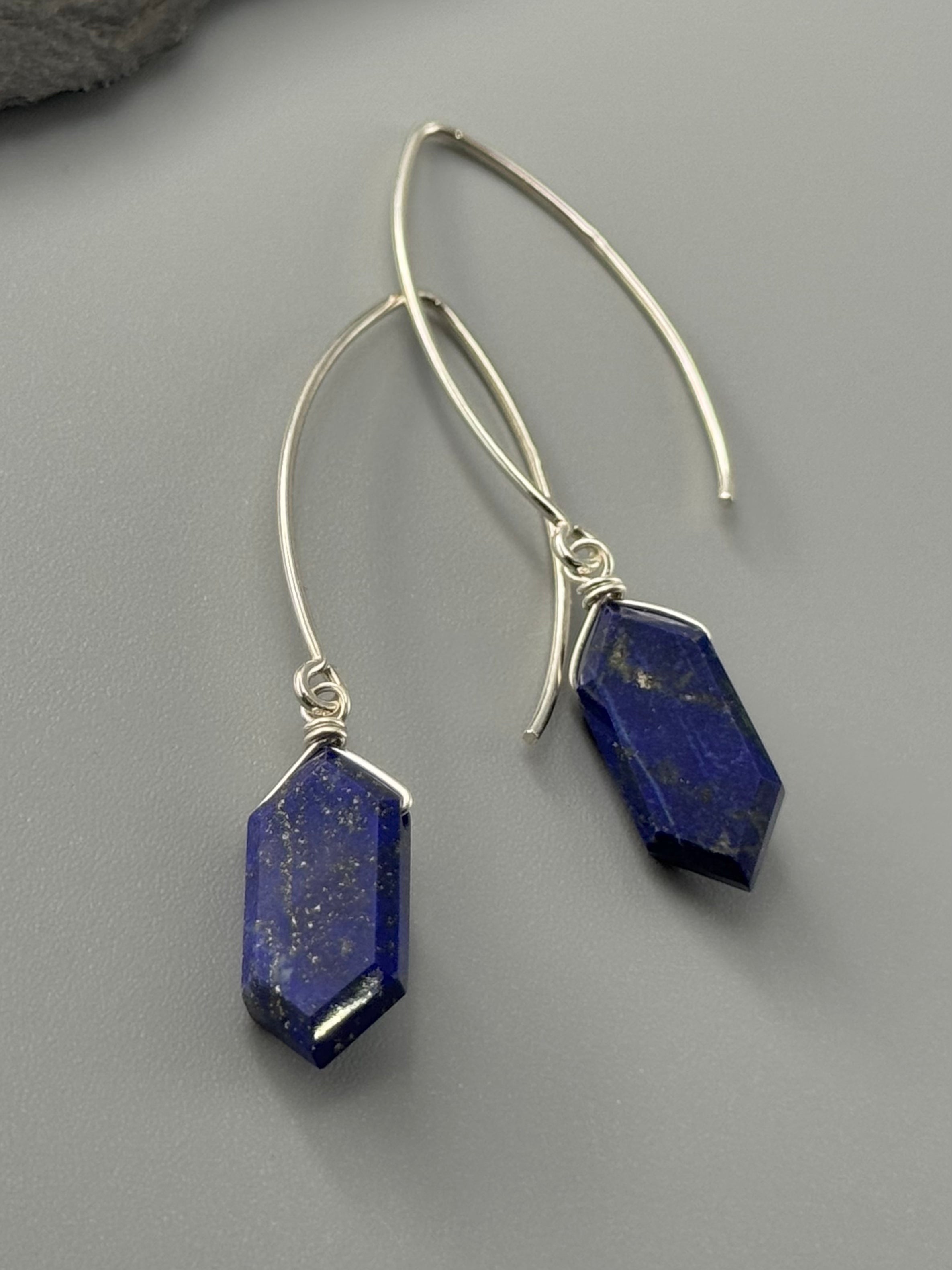 •STRAY• lapis lazuli + silver earrings