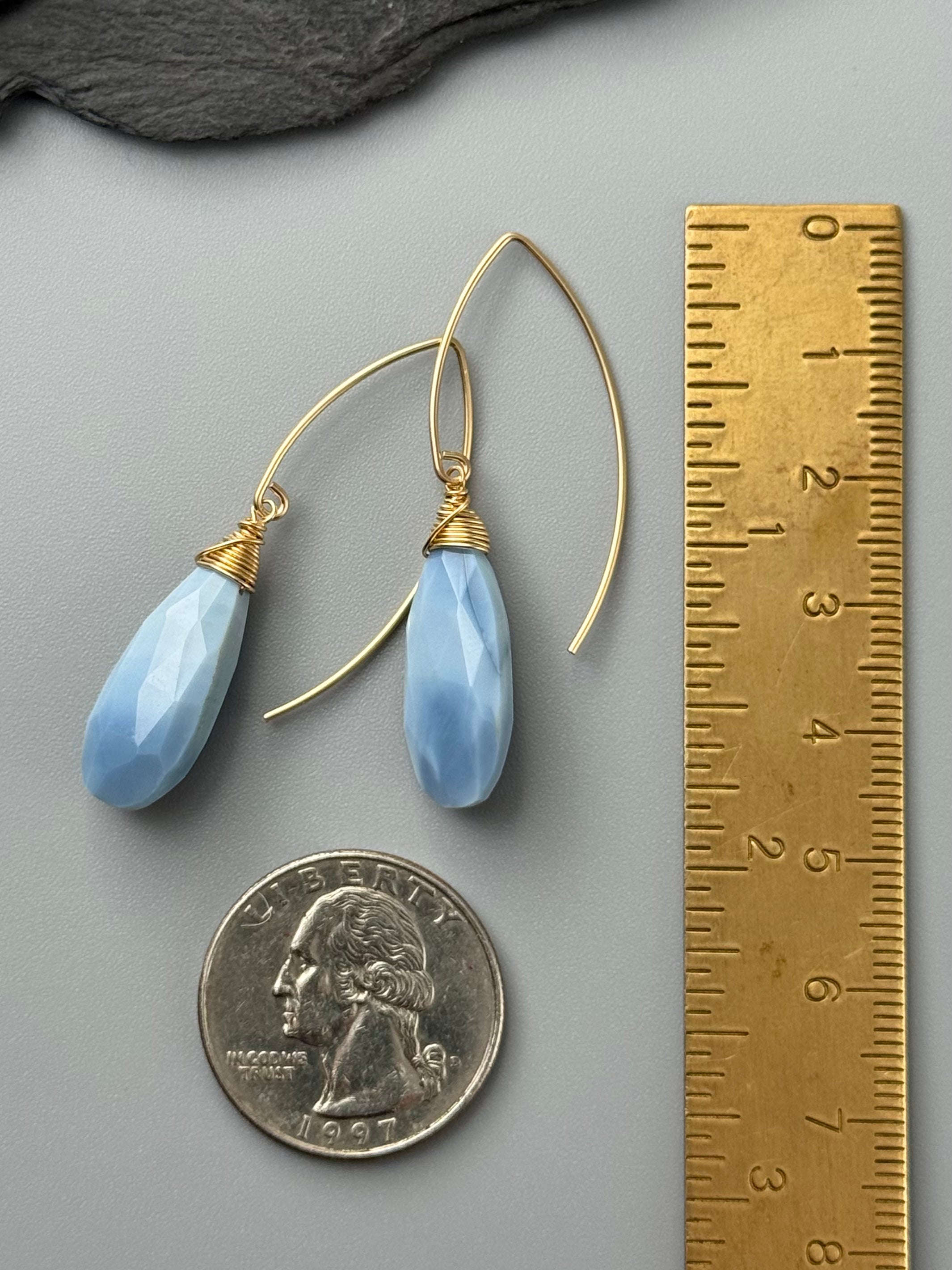 •STRAY• blue opal + gold earrings