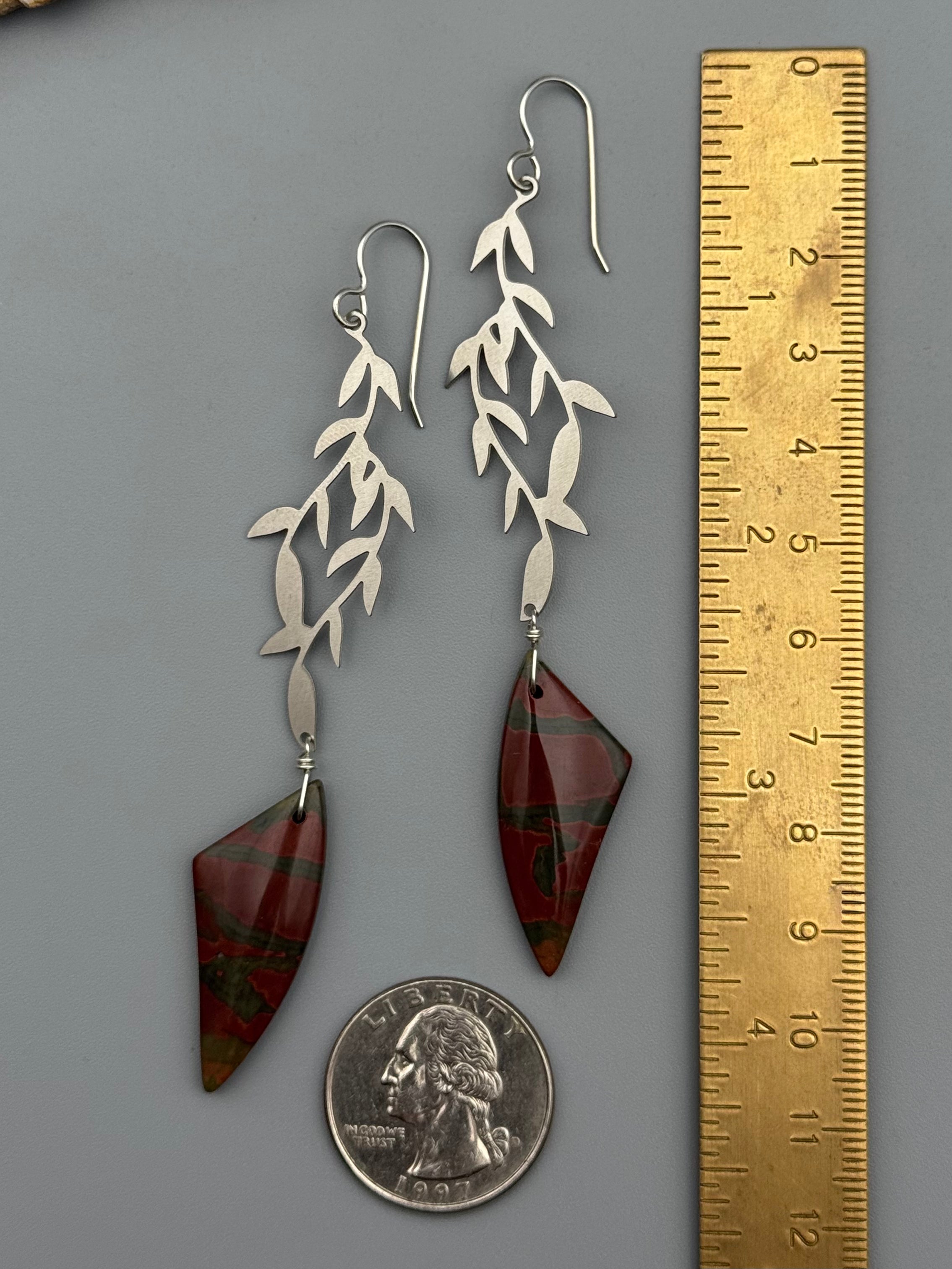 •WEEPING WILLOW• red creek jasper + silver earrings
