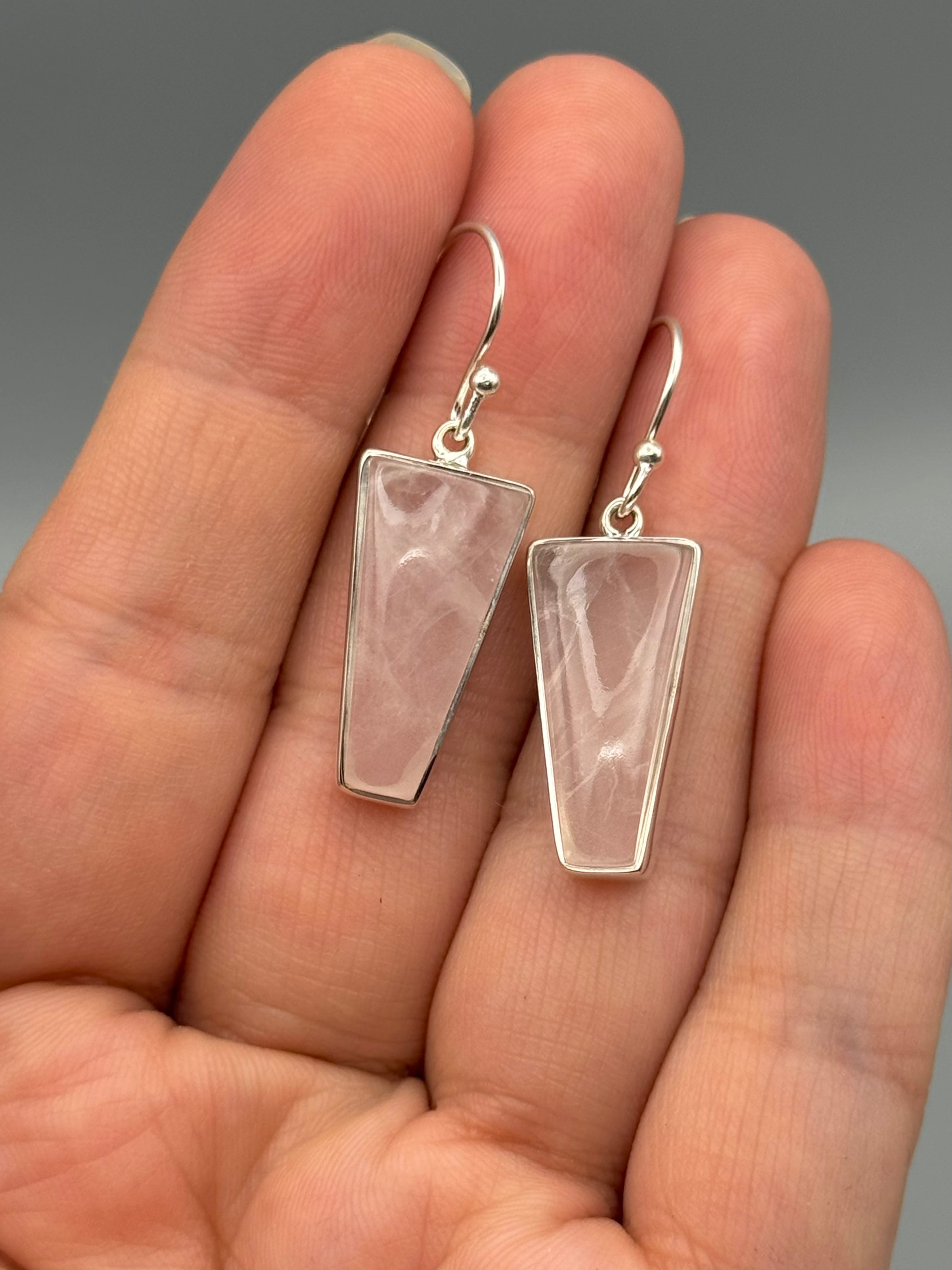 •ROSE QUARTZ - PORTAL• silver dangle earrings