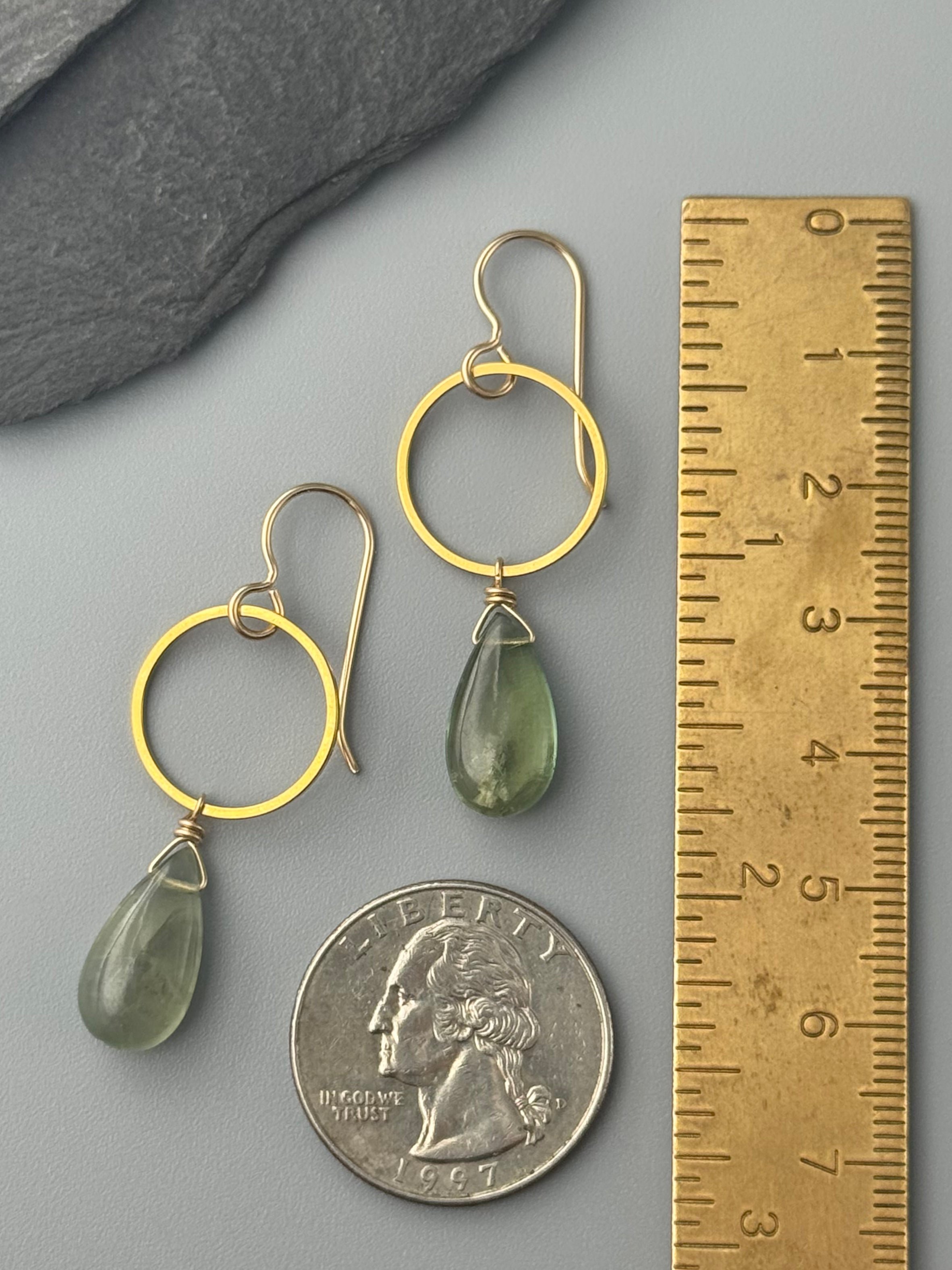 •LUNA• fluorite + gold earrings