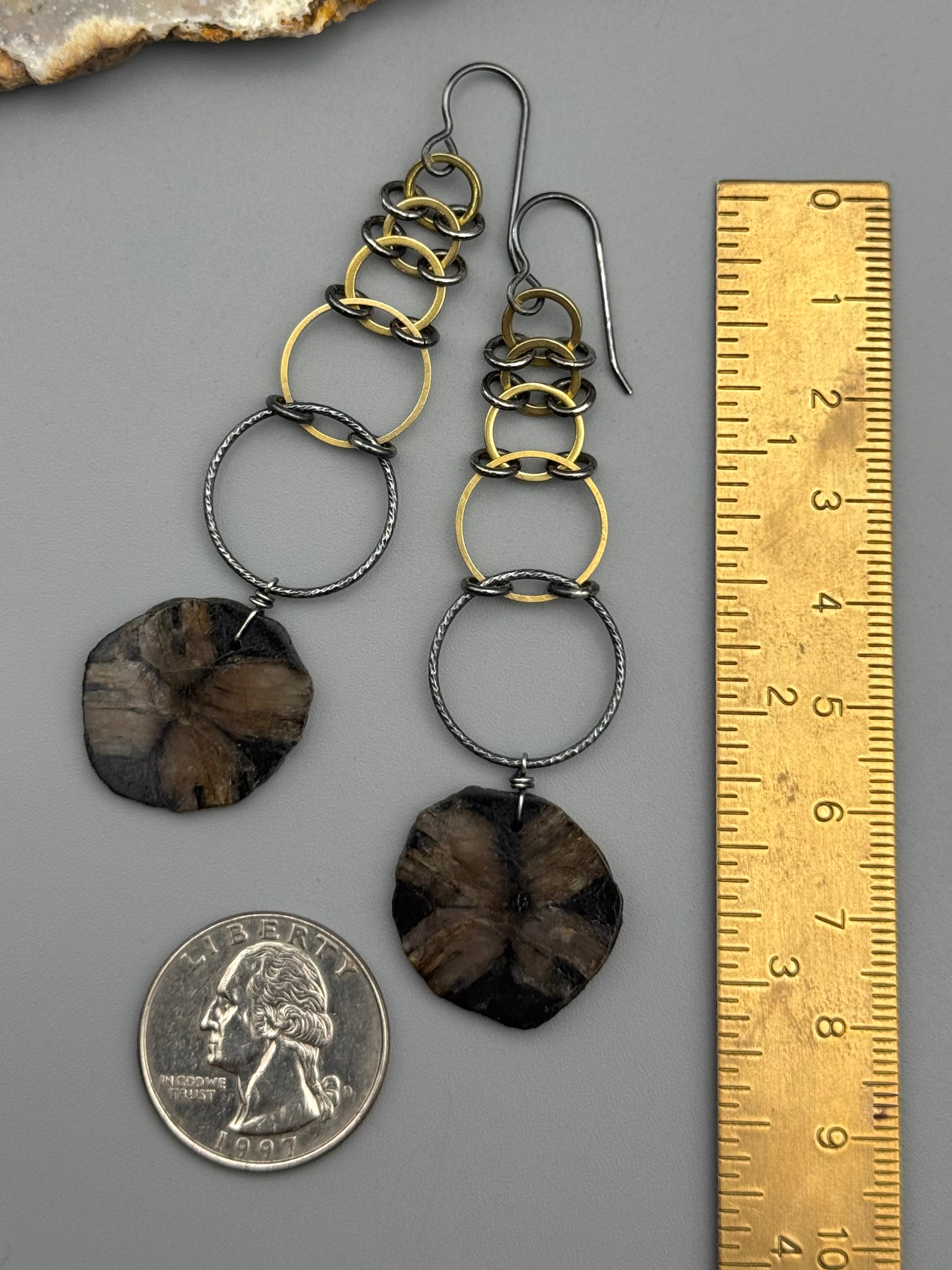 •EOWYN• chiastolite + mixed metal earrings