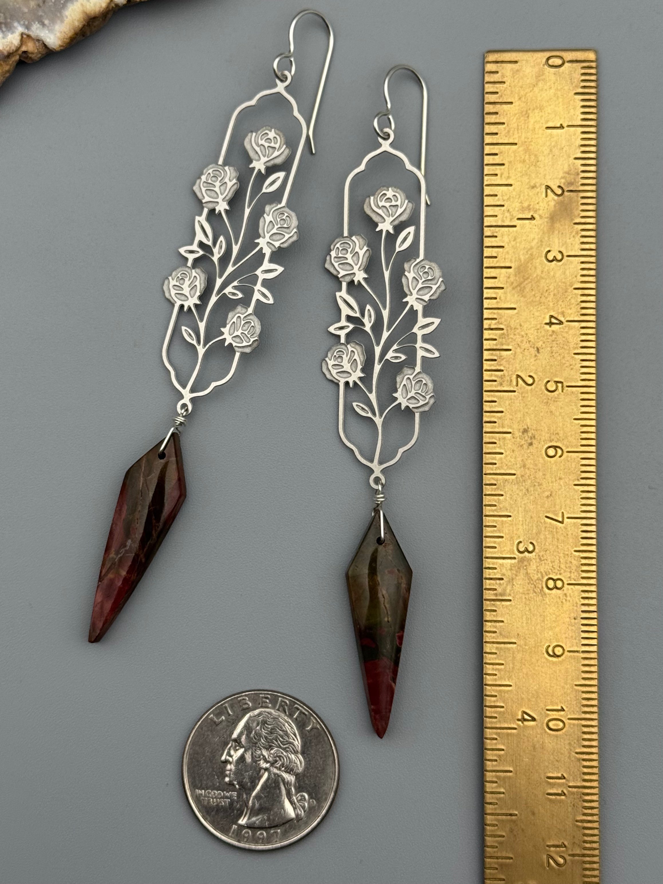 •DON JUAN• red creek jasper + silver earrings
