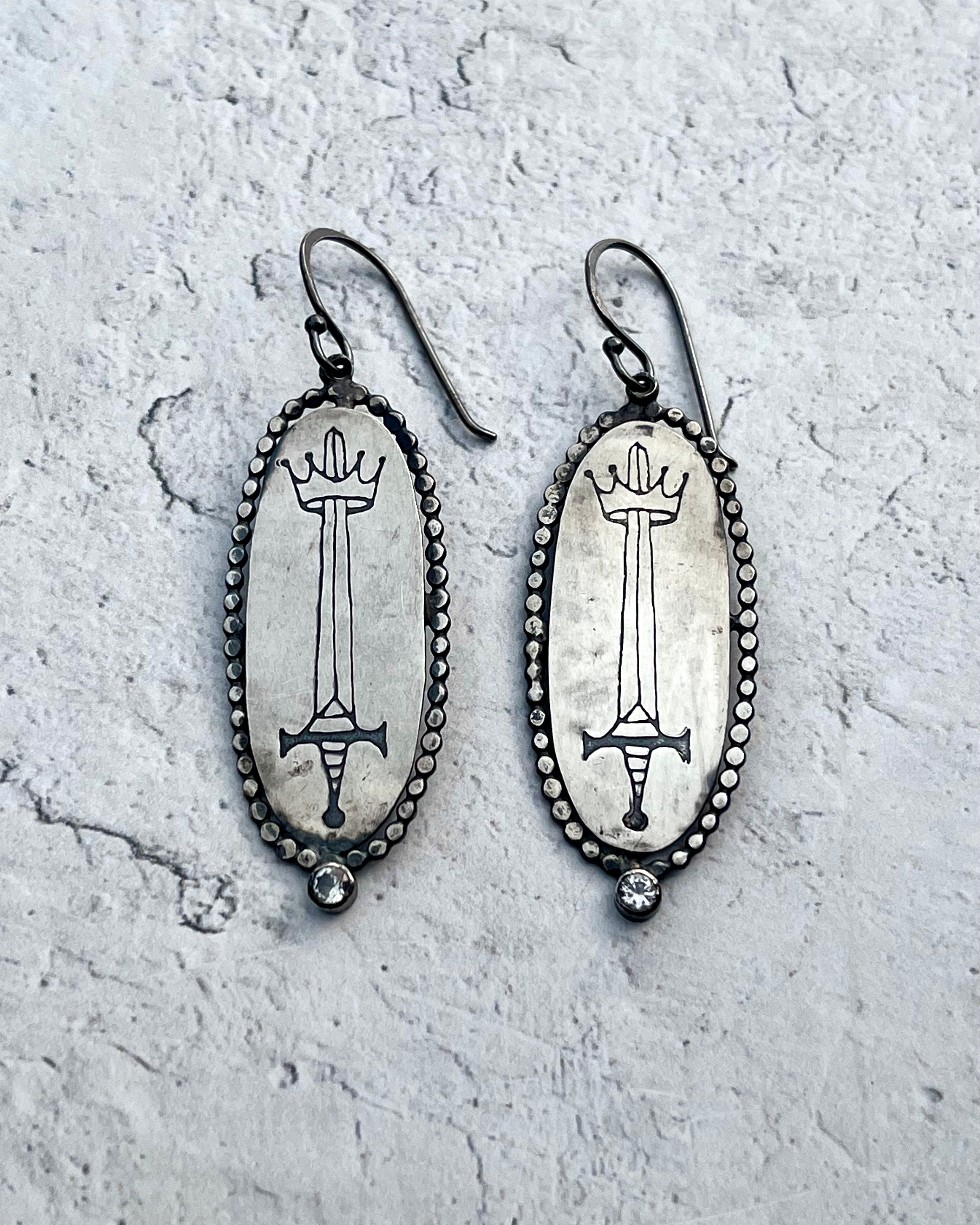 •ACE OF SWORDS• topaz + silver dangle earrings