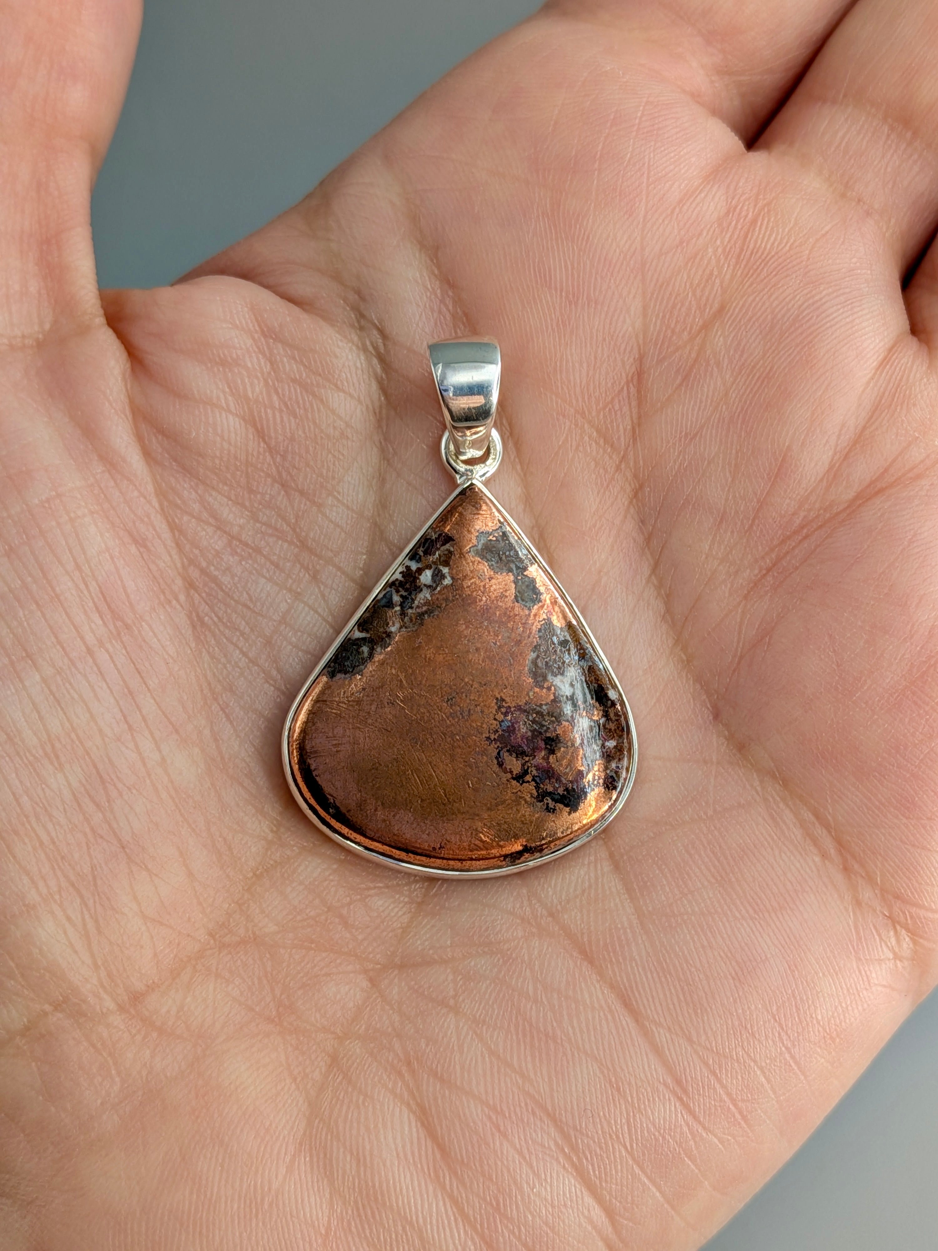 •COPPER IN MATRIX - TEARDROP• sterling silver pendant
