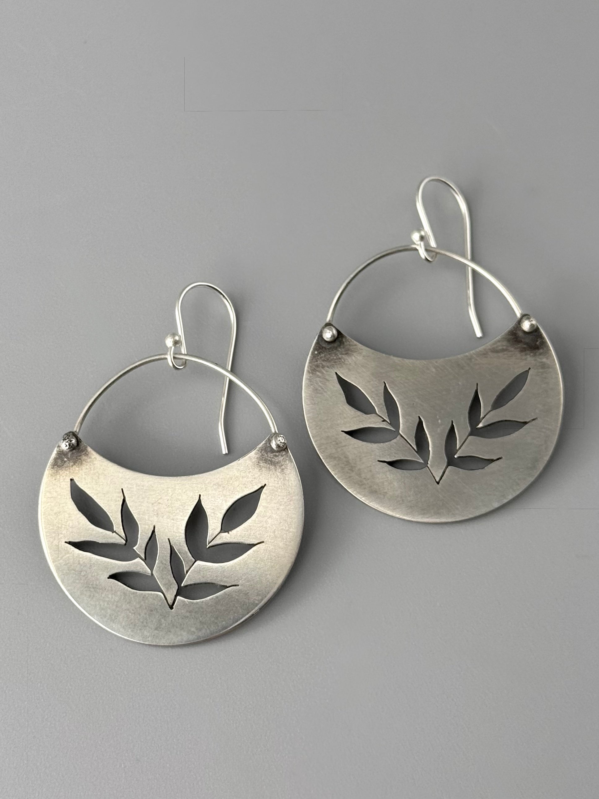 •SWEETGRASS CRESCENT• silver dangle earrings