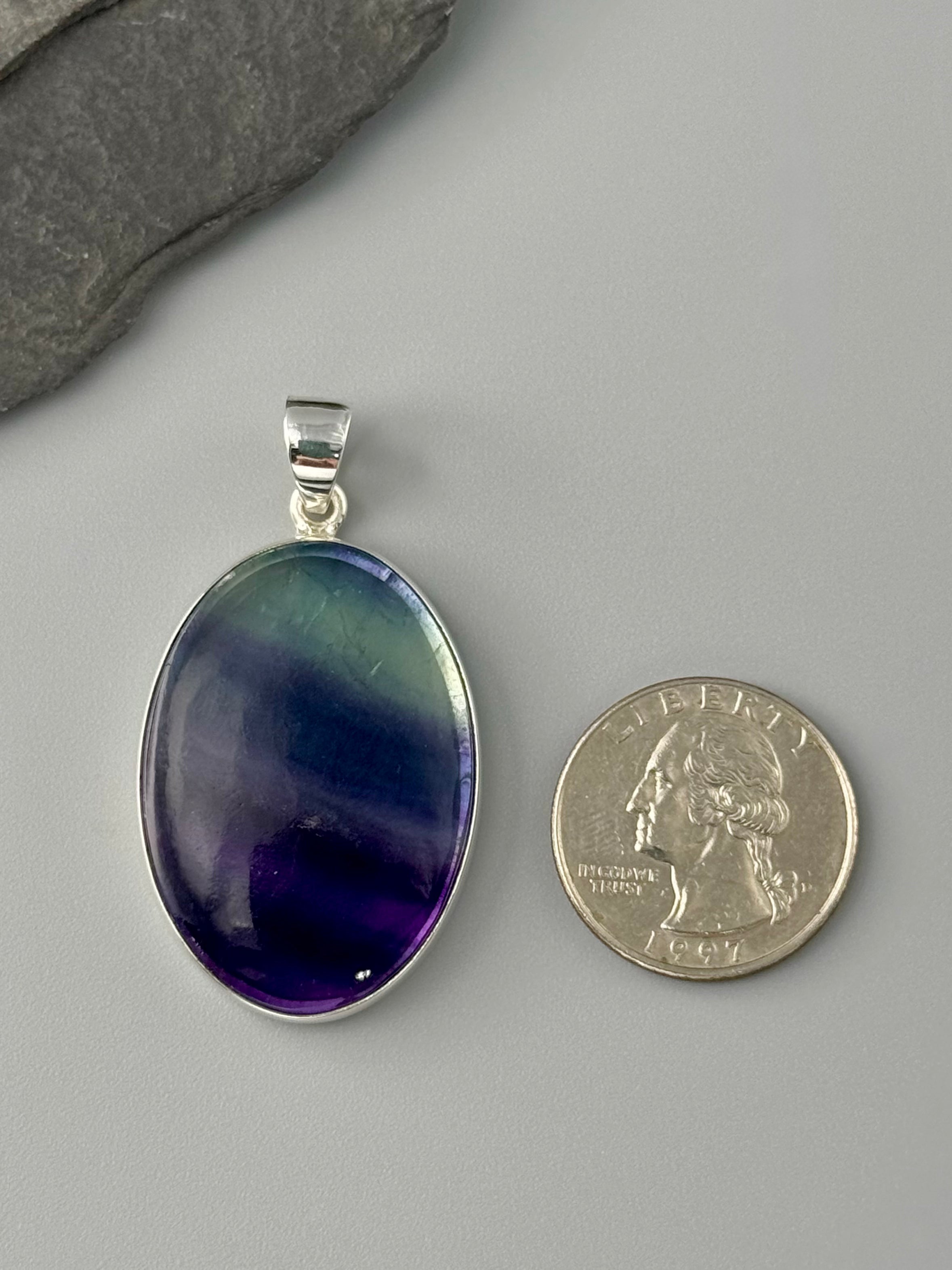 •FLUORITE OVAL - 1• sterling silver pendant