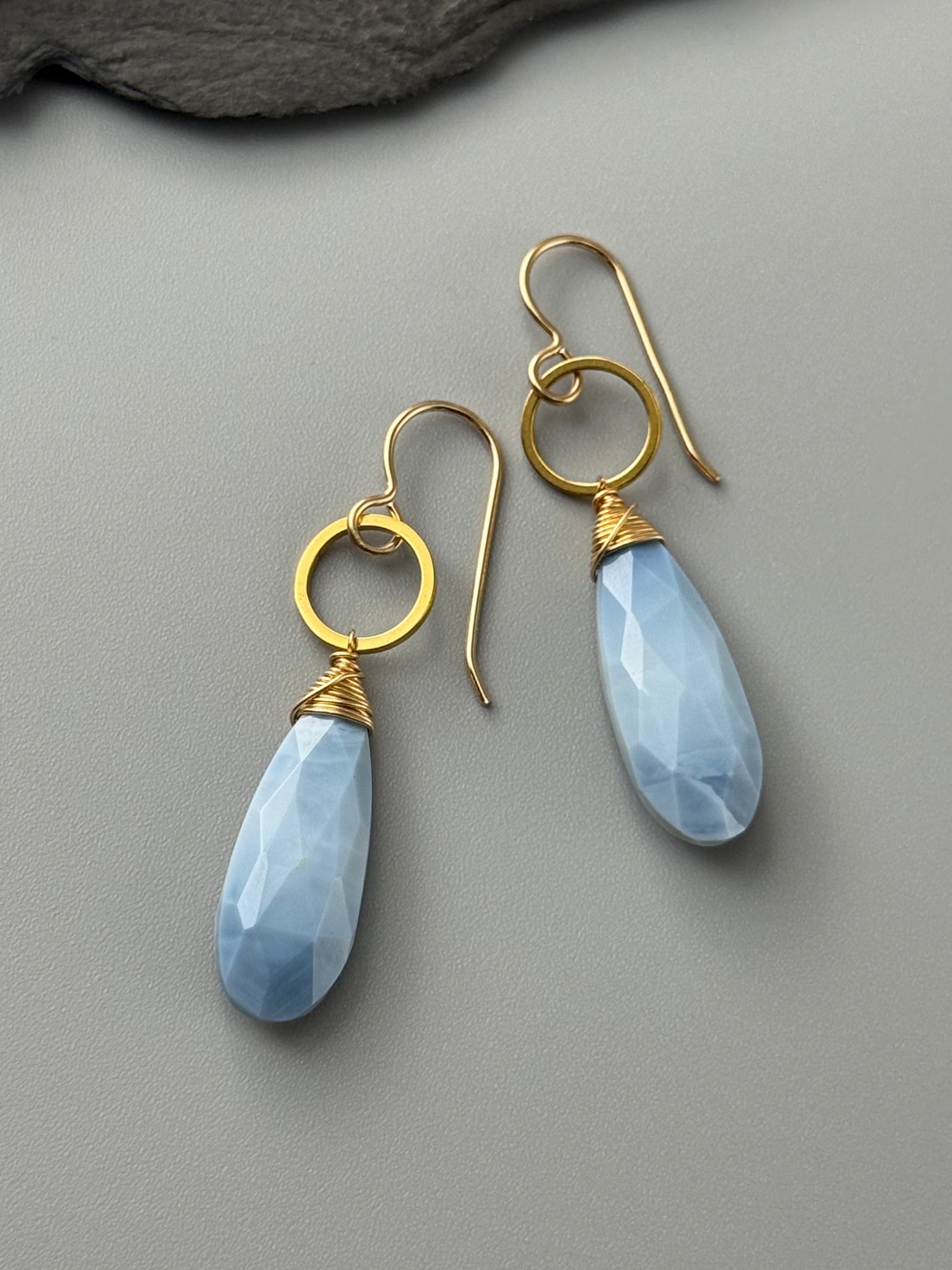 •LUNA• blue opal + gold earrings