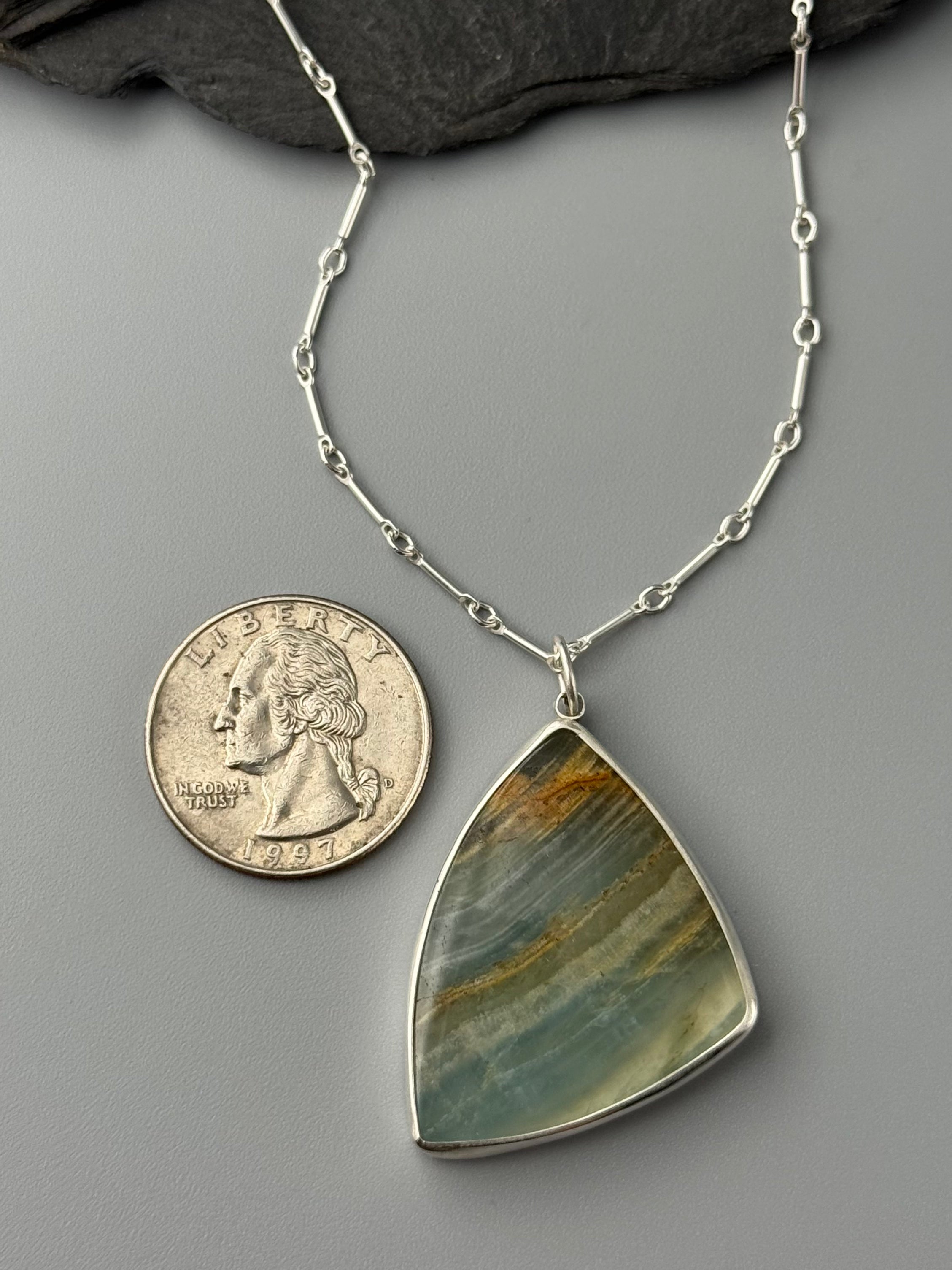 •HARMONY• blue calcite + olive branch + silver necklace (18" - 21" long)