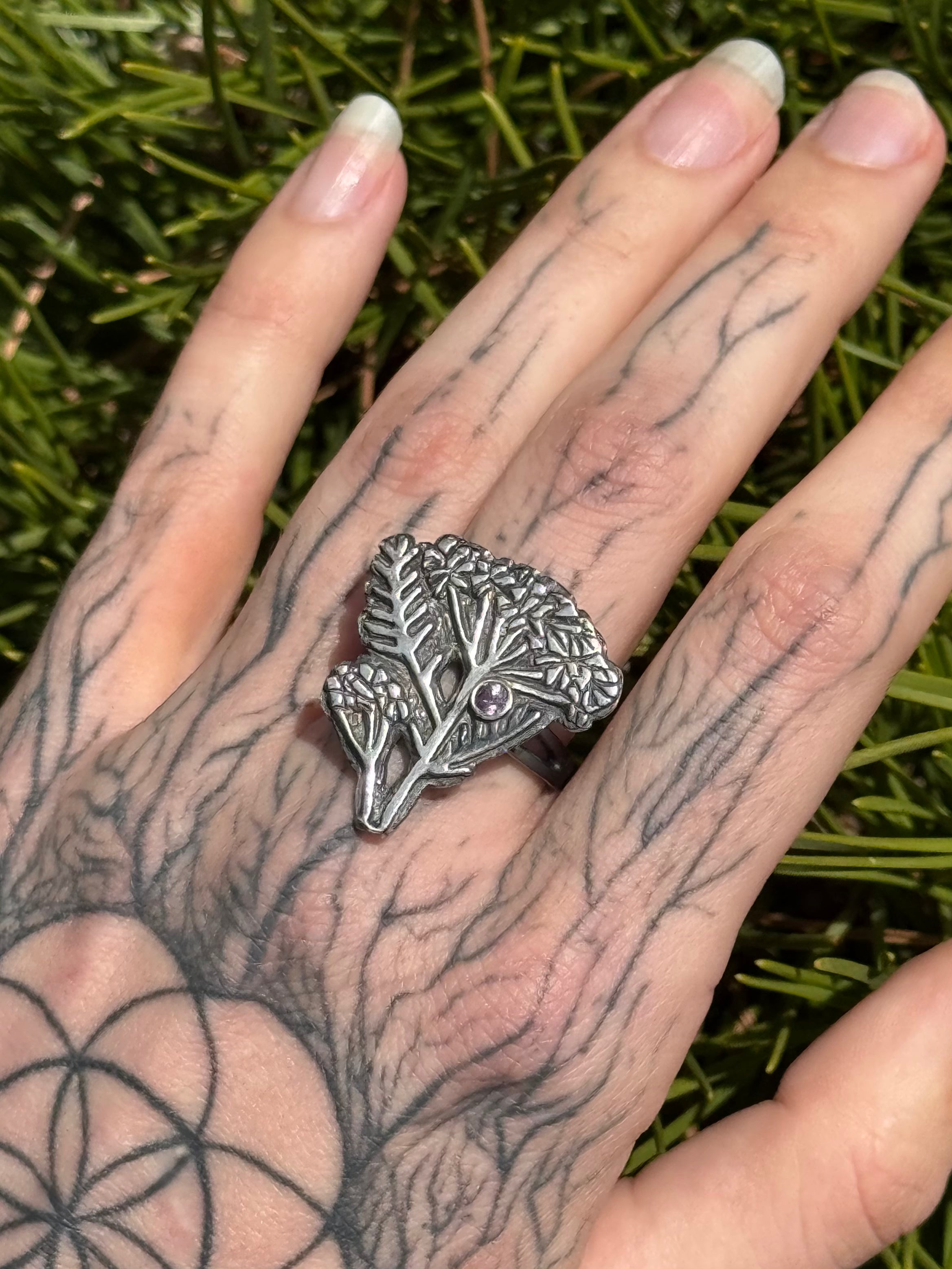 •YARROW• pink sapphire + silver ring (size 8.25)