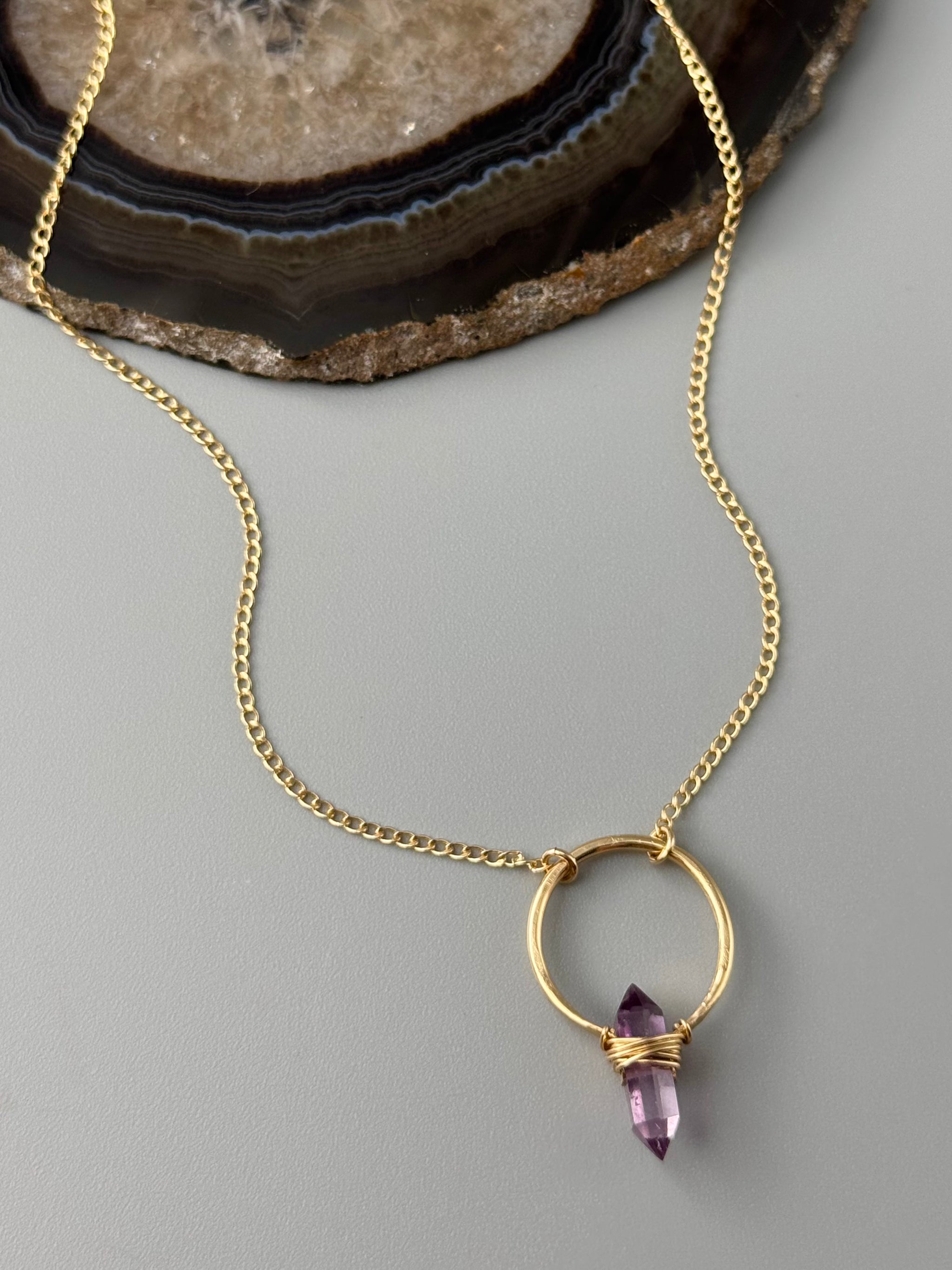 •CREST• amethyst + silver necklace (various lengths)