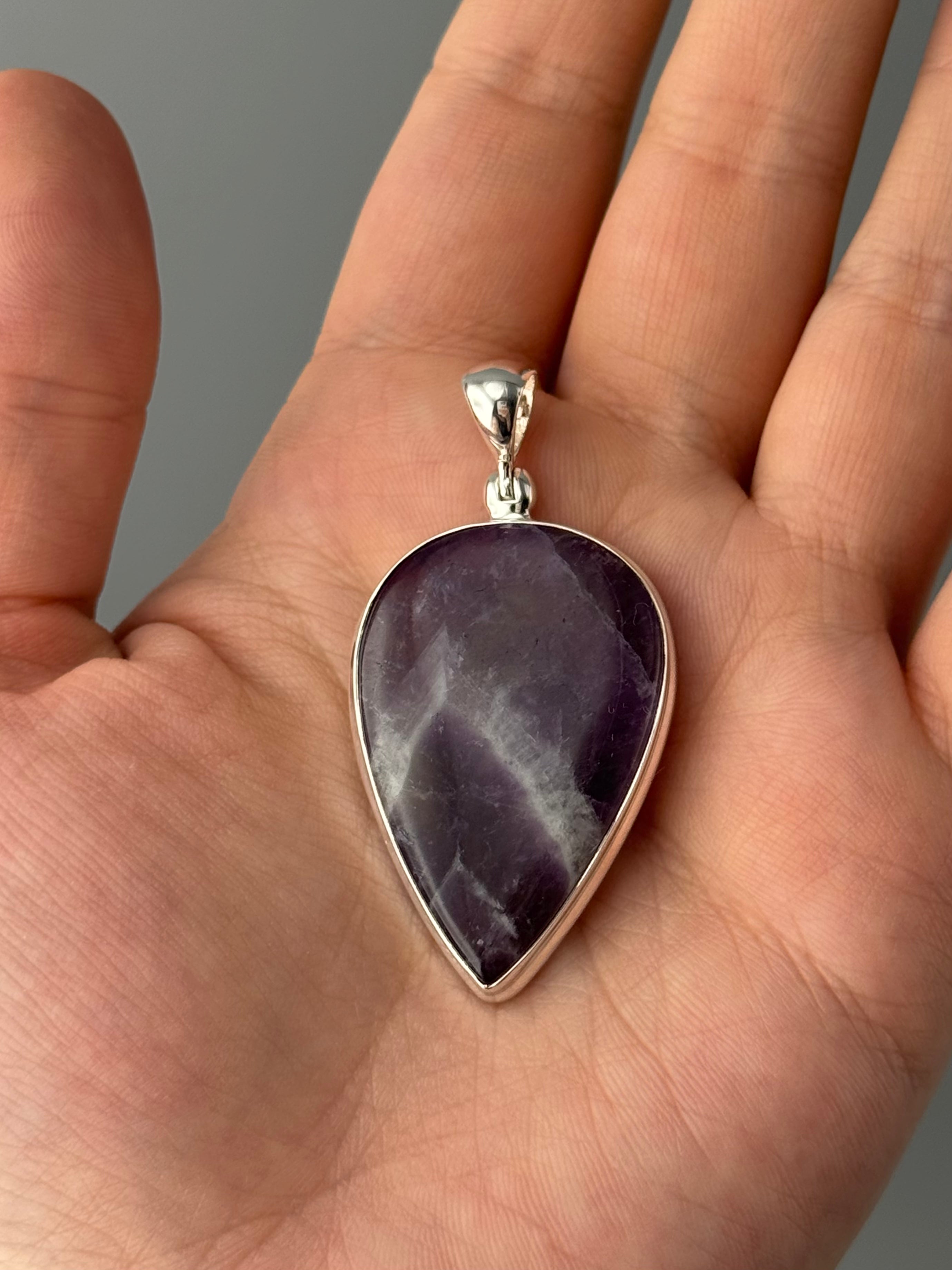 •CHEVRON AMETHYST - SPEAR TEAR• sterling silver pendant