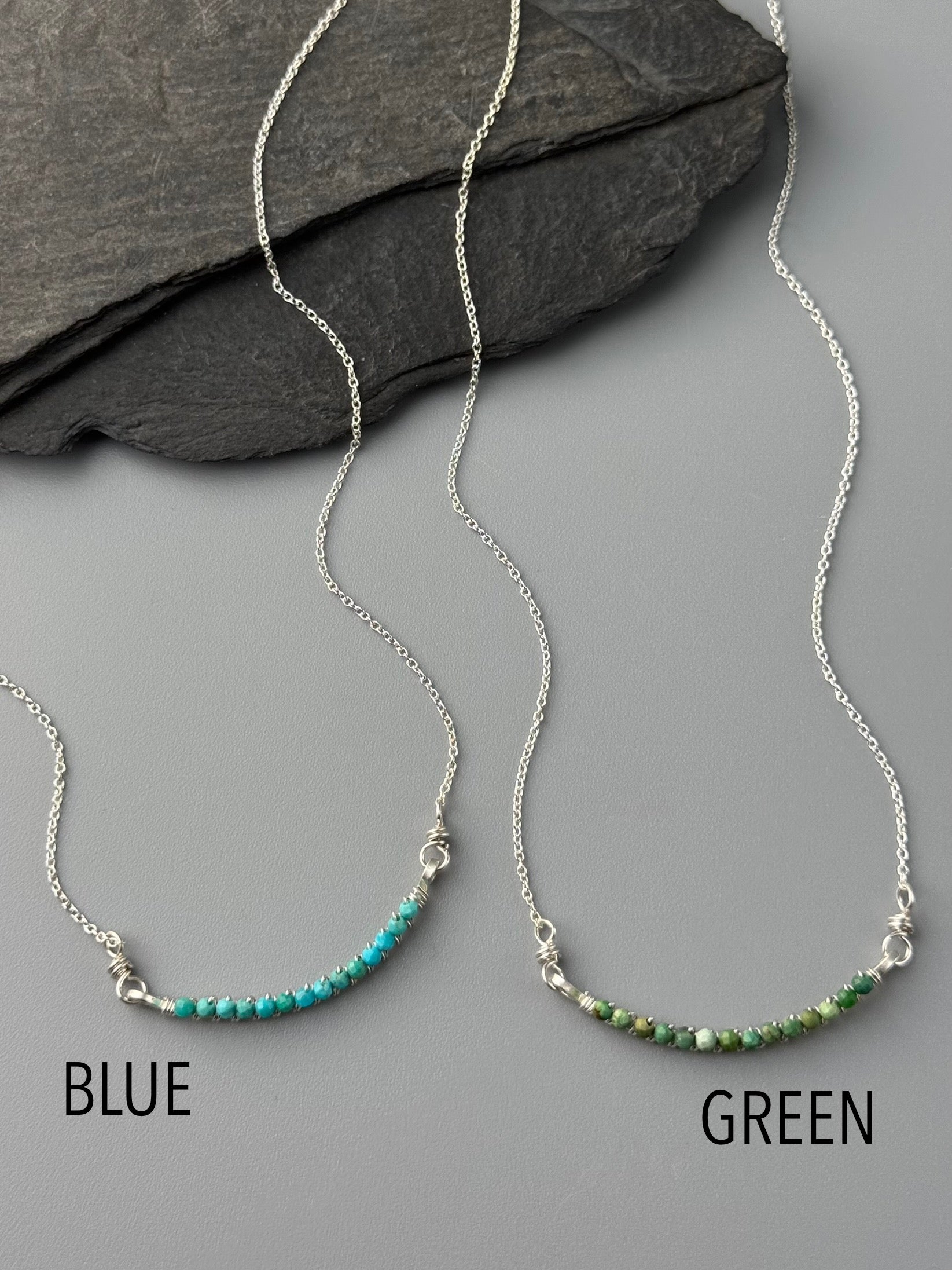 •SMILE• turquoise + silver necklace (16" long)