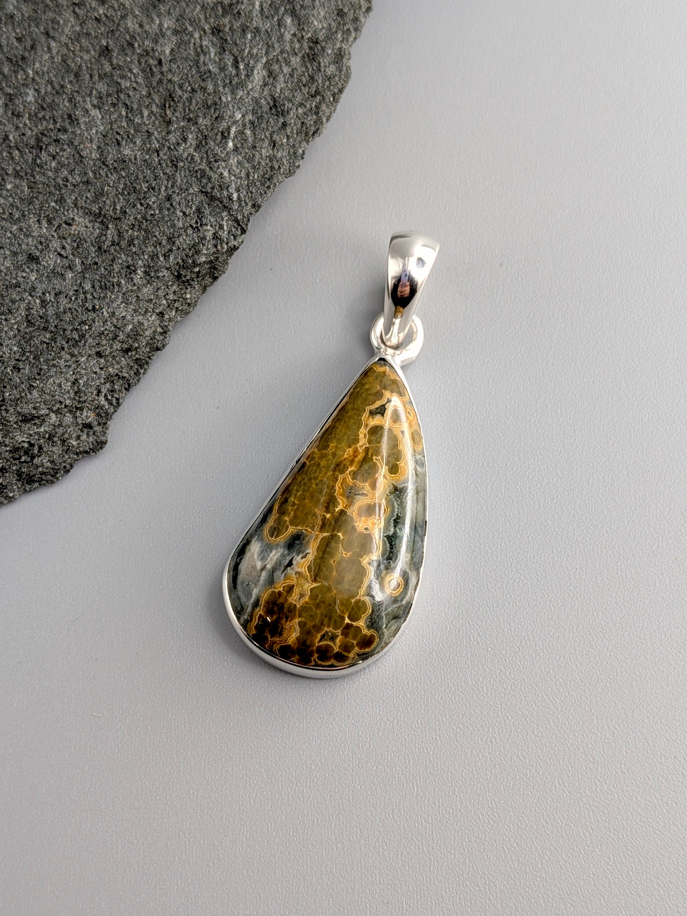 •OCEAN JASPER - ORGANIC TEAR• sterling silver pendant