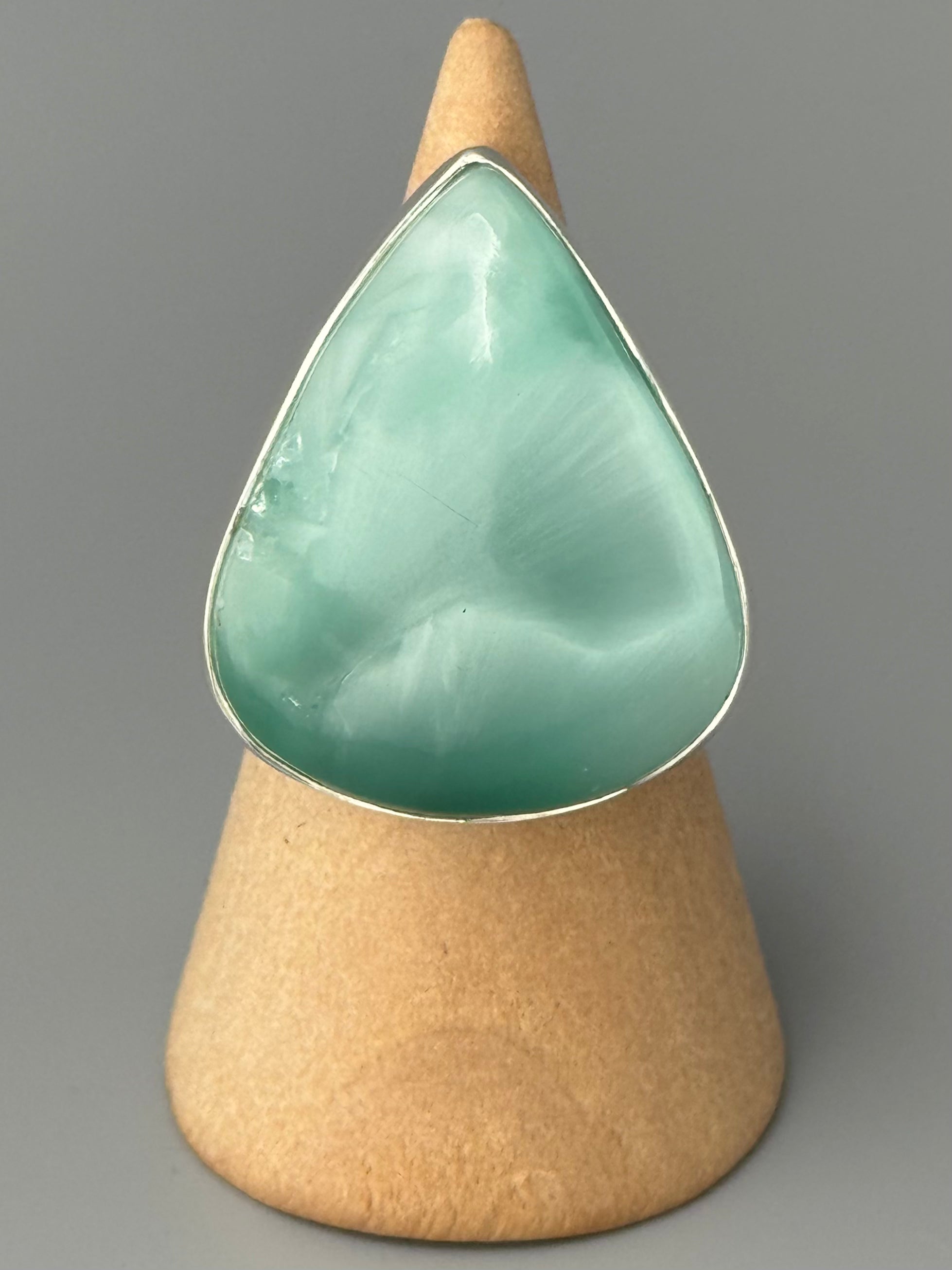 •HEMIMORPHITE - CHUNKY TEAR• split band silver ring (size 7)