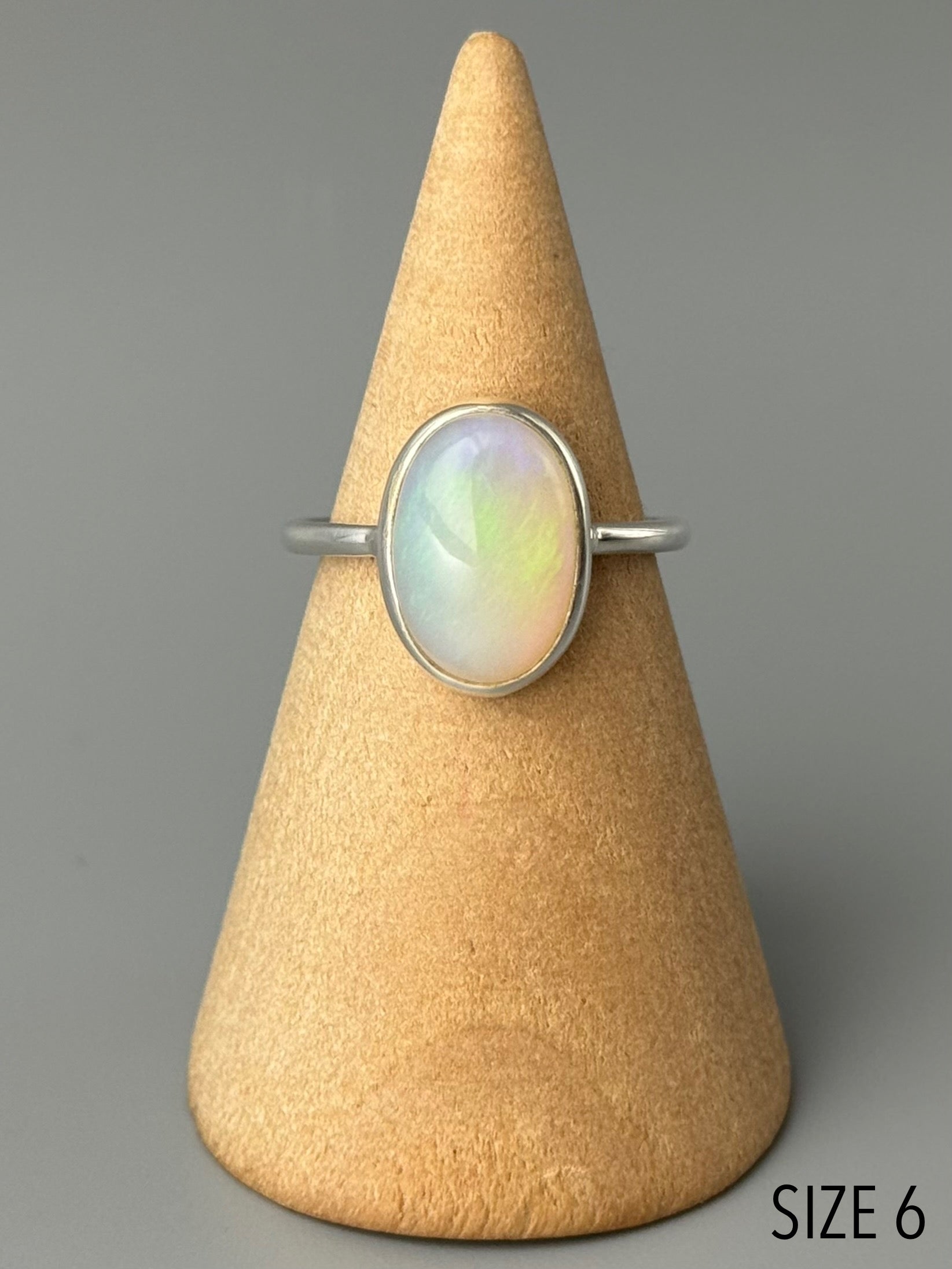 •ETHIOPIAN OPAL - OVAL• simple bezel silver ring (various sizes)