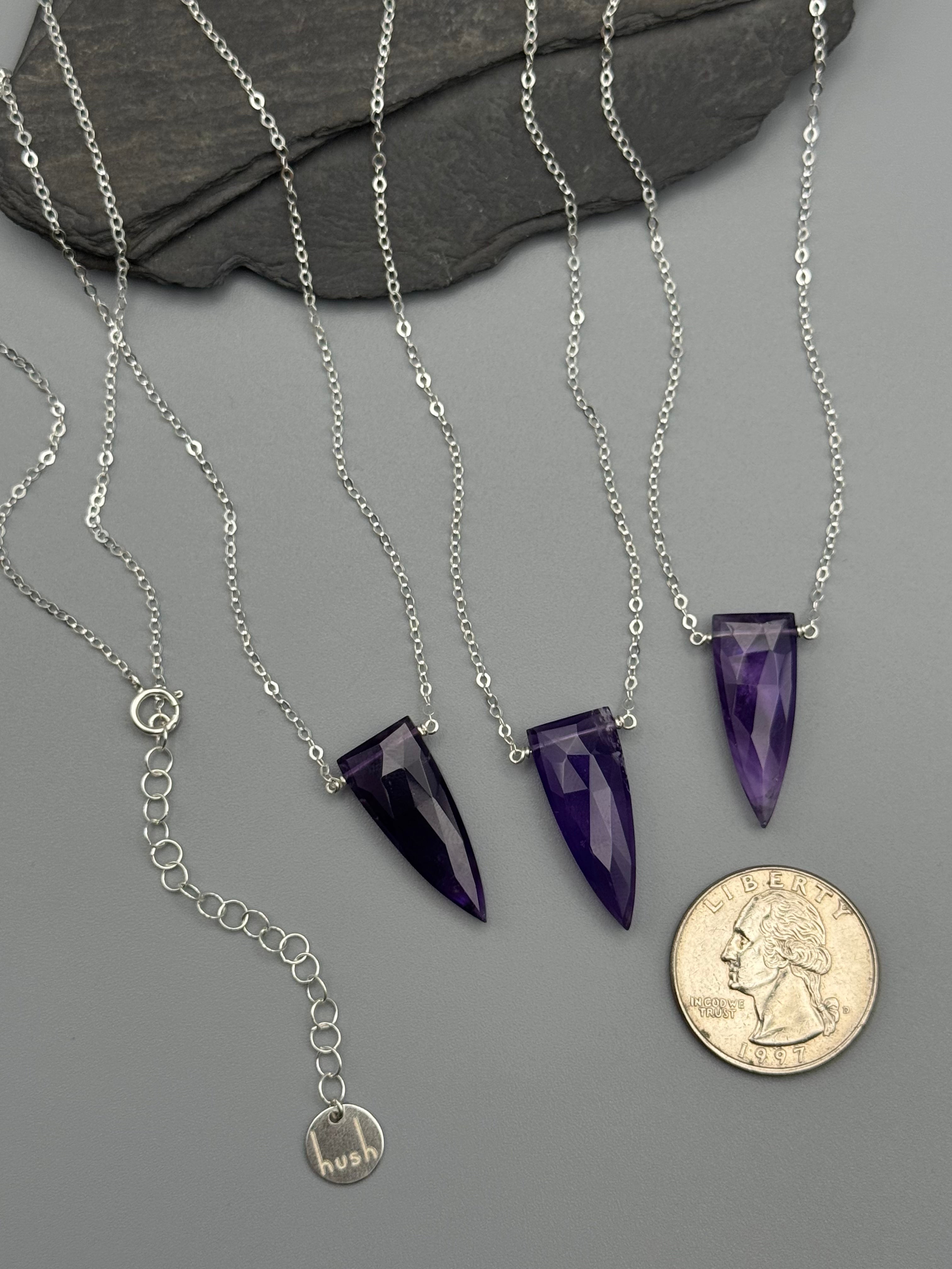 •STRAY• faceted amethyst fang + silver necklace (various lengths)