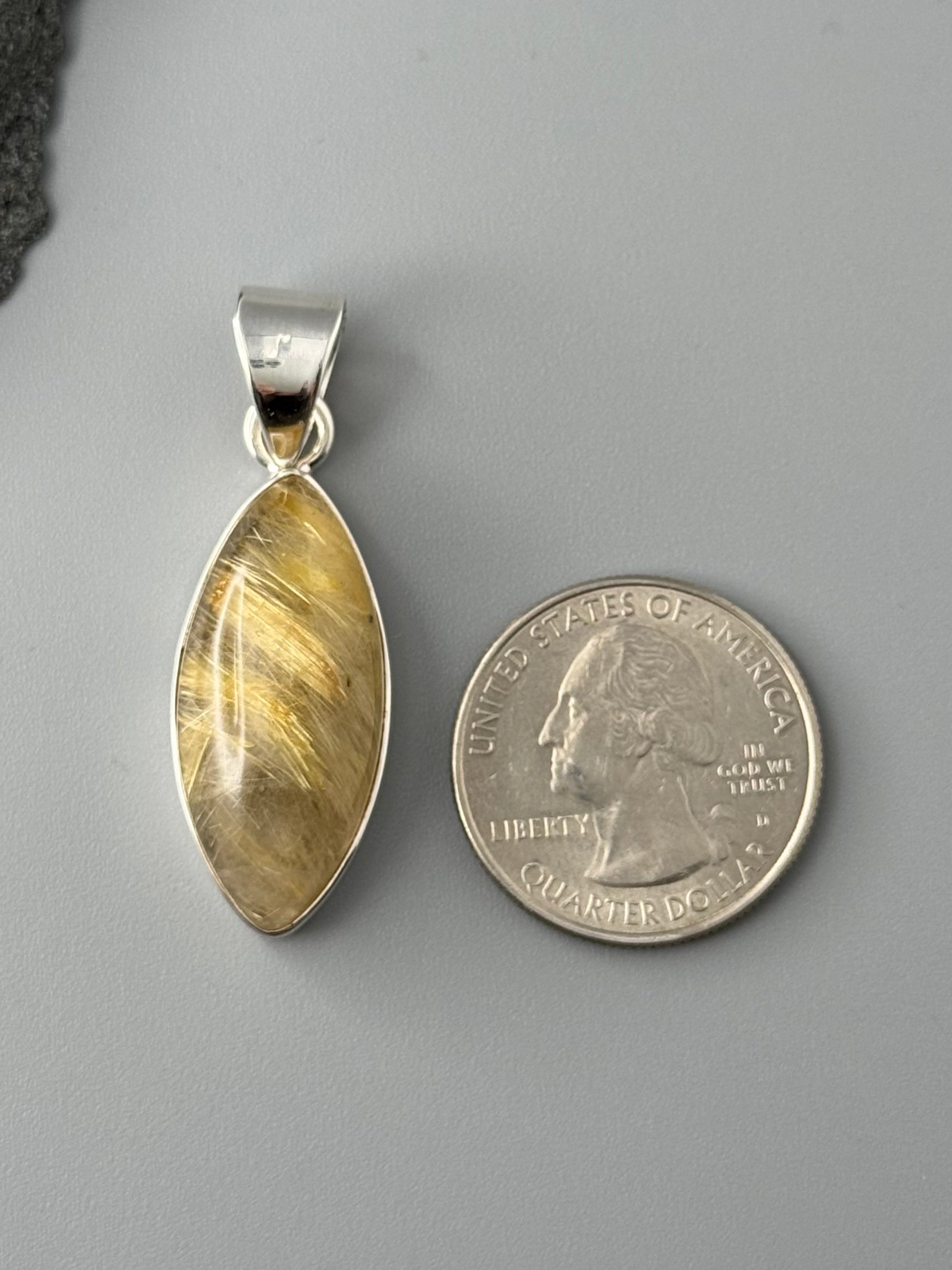 •RUTILATED QUARTZ - MEDIUM MARQUISE• sterling silver pendant