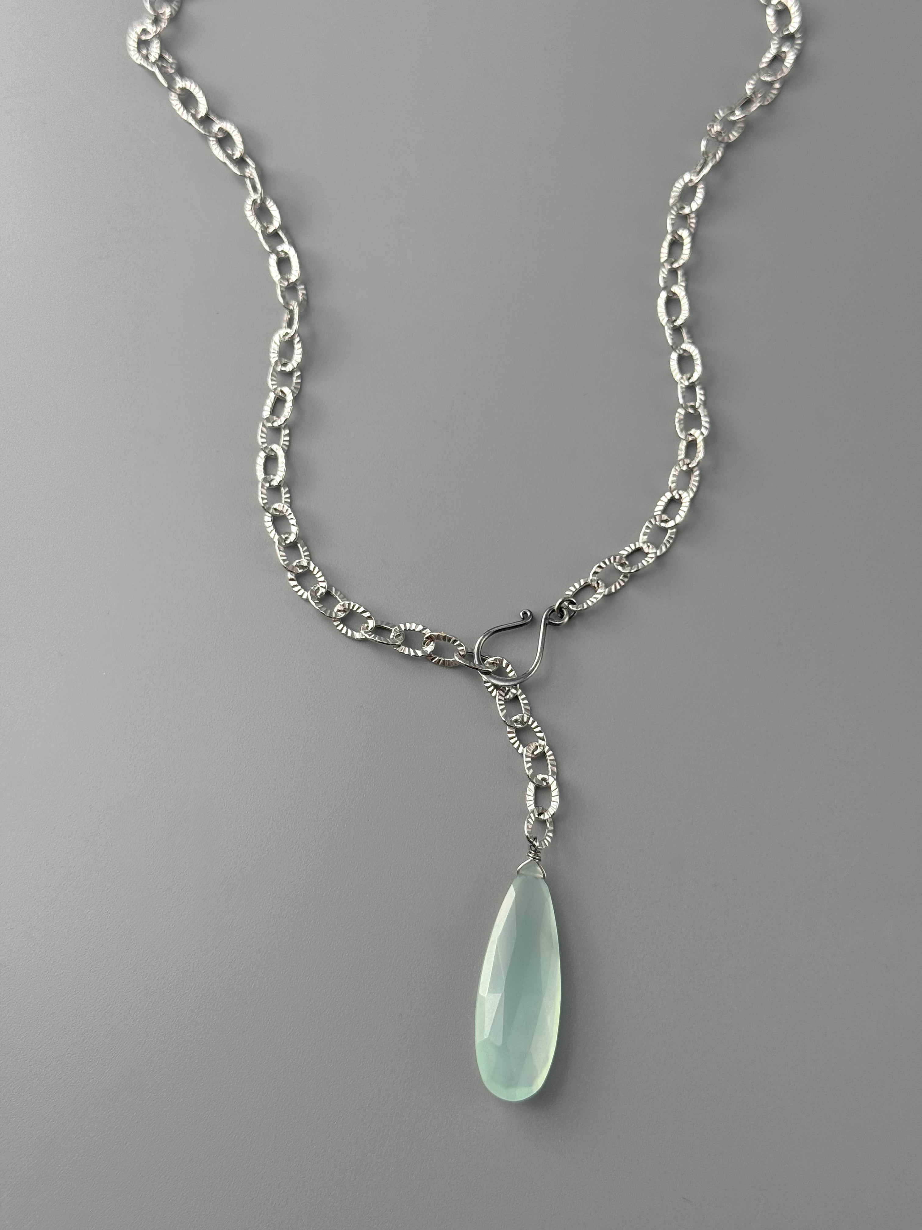 •LINKED• aqua chalcedony + silver necklace (ADJ to 19")
