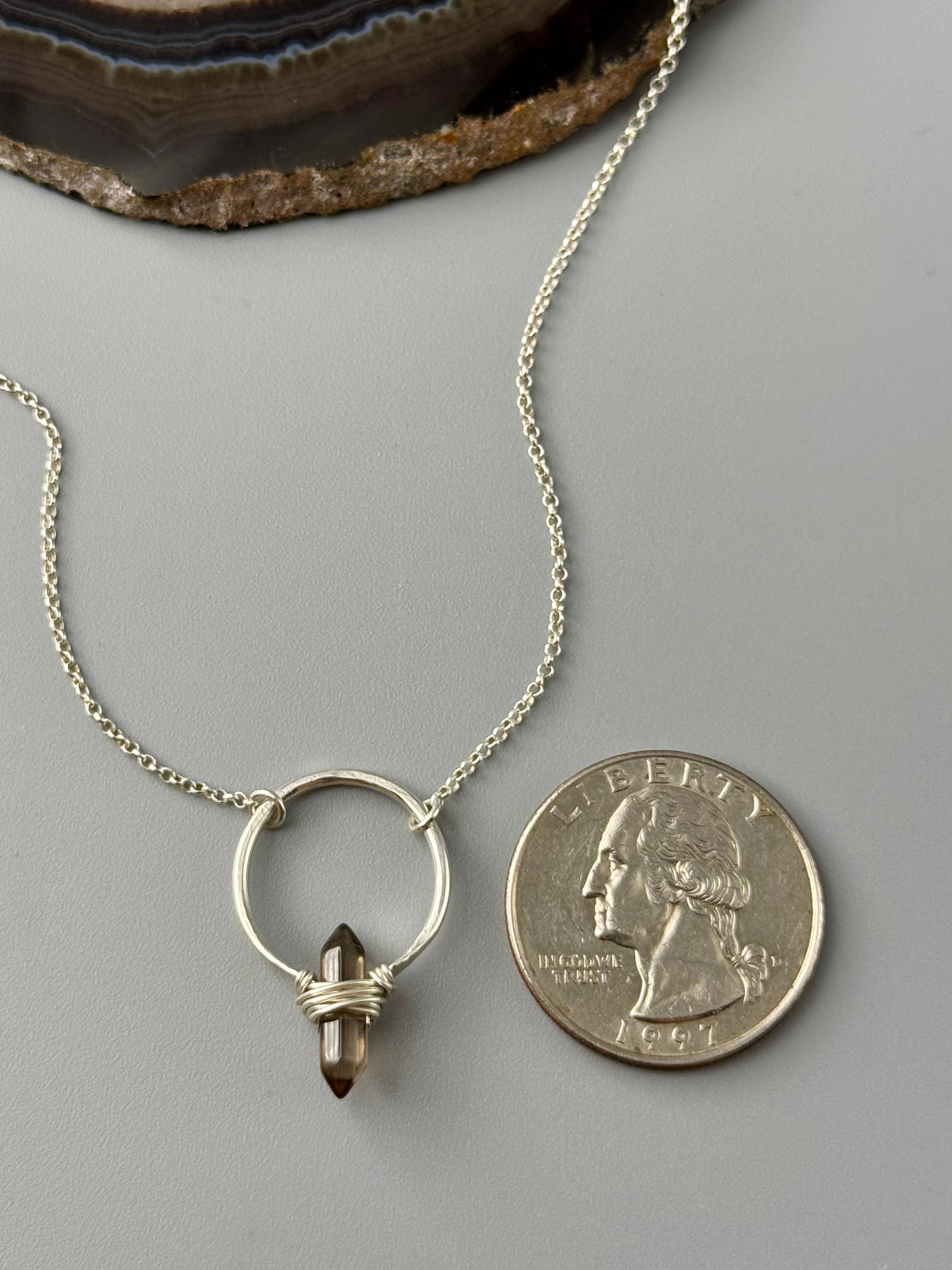 •CREST• smoky quartz + silver necklace (various lengths)