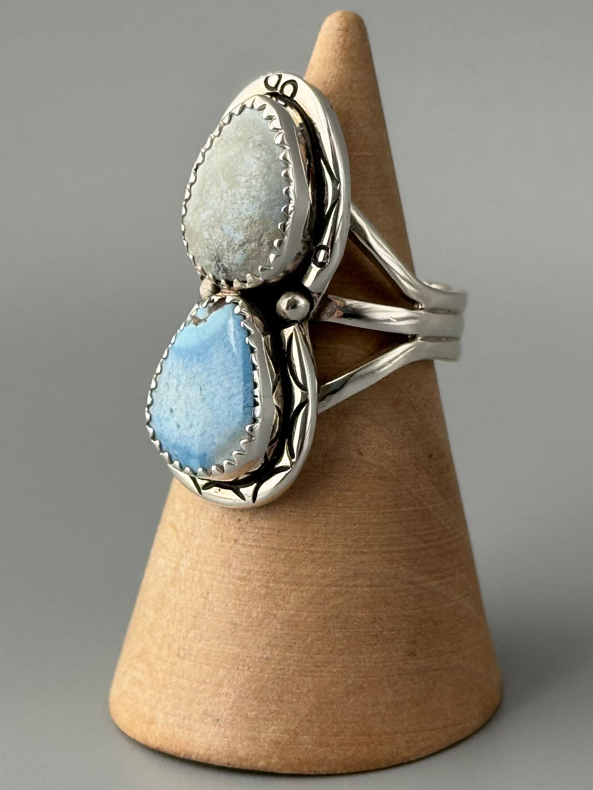 •GOLDEN HILL TURQUOISE - NAAKI• Navajo silver ring (size 6.25)