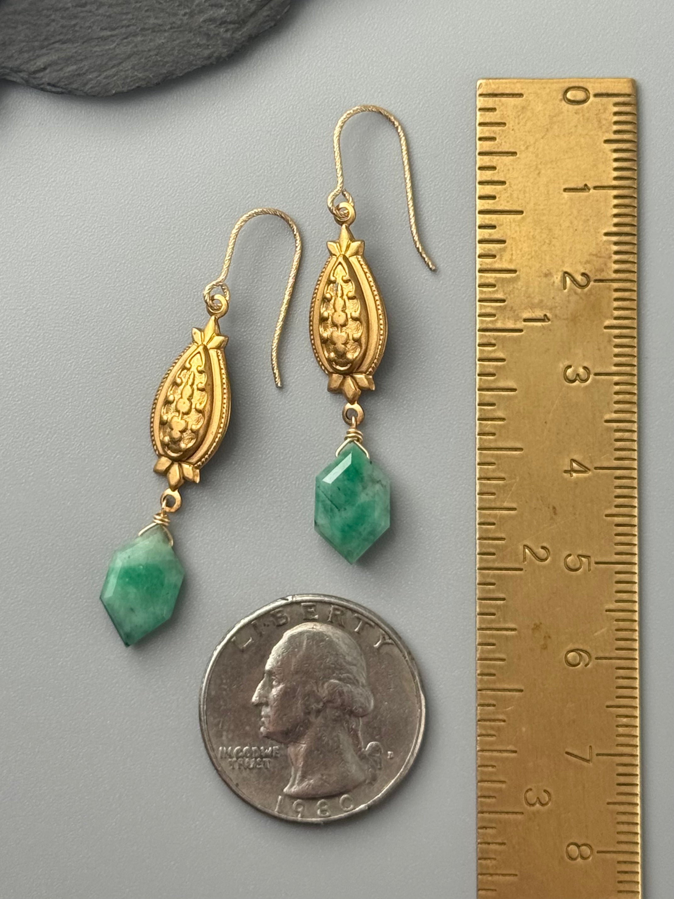 •CONTESSA• emerald + gold earrings
