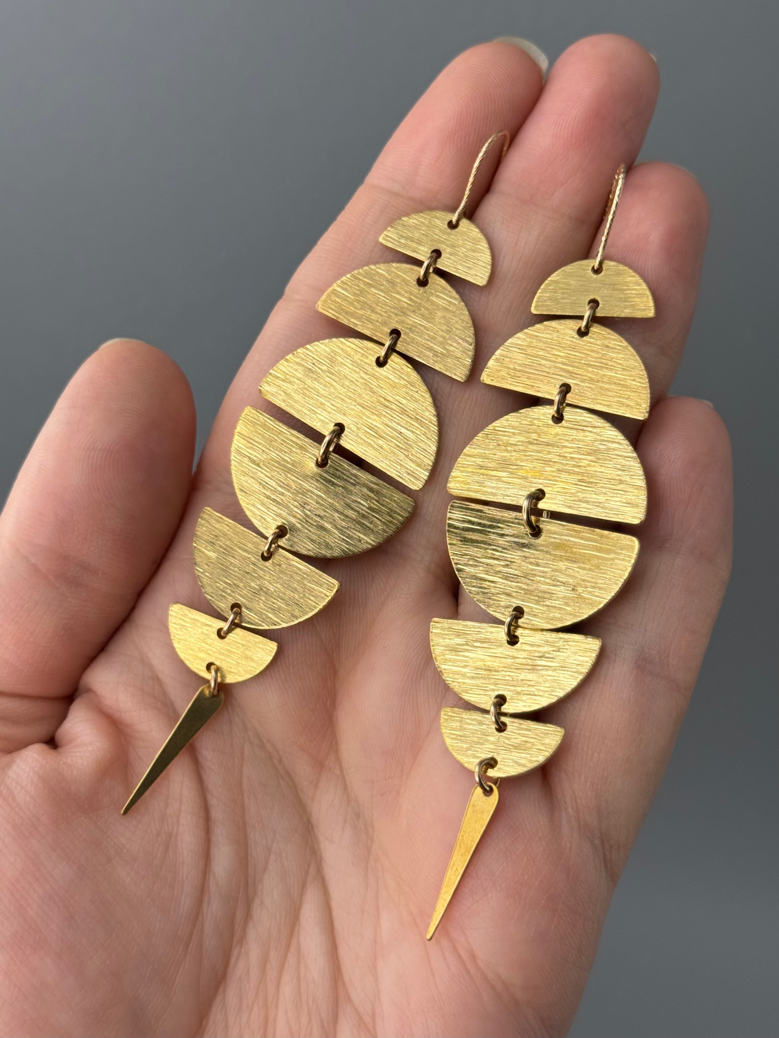 •MOON STACK - LARGE• gold dangle earrings