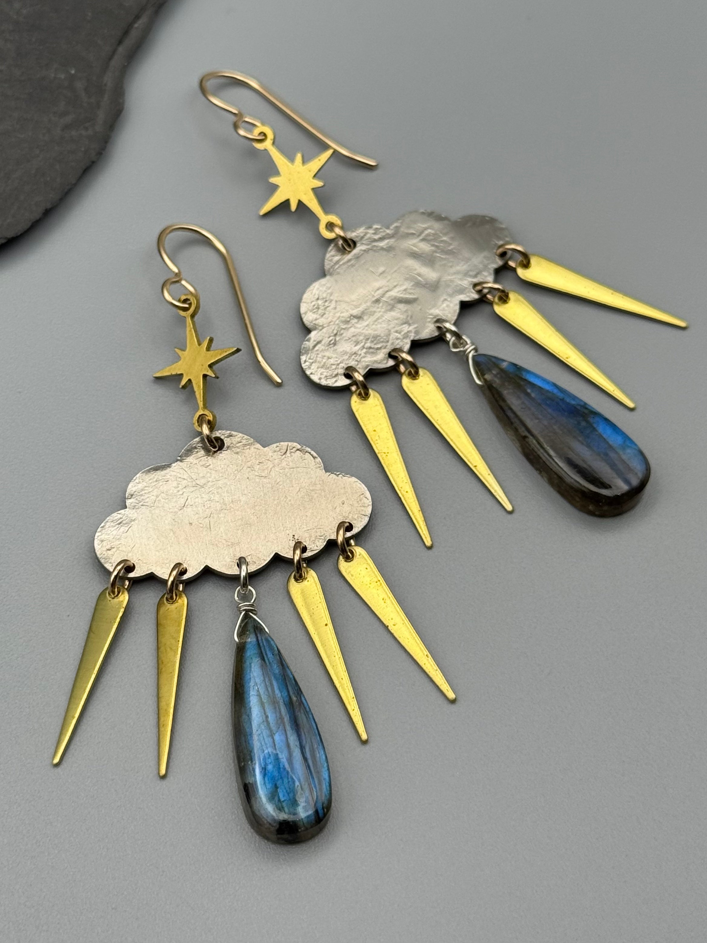 •STORMY• labradorite + mixed metal earrings