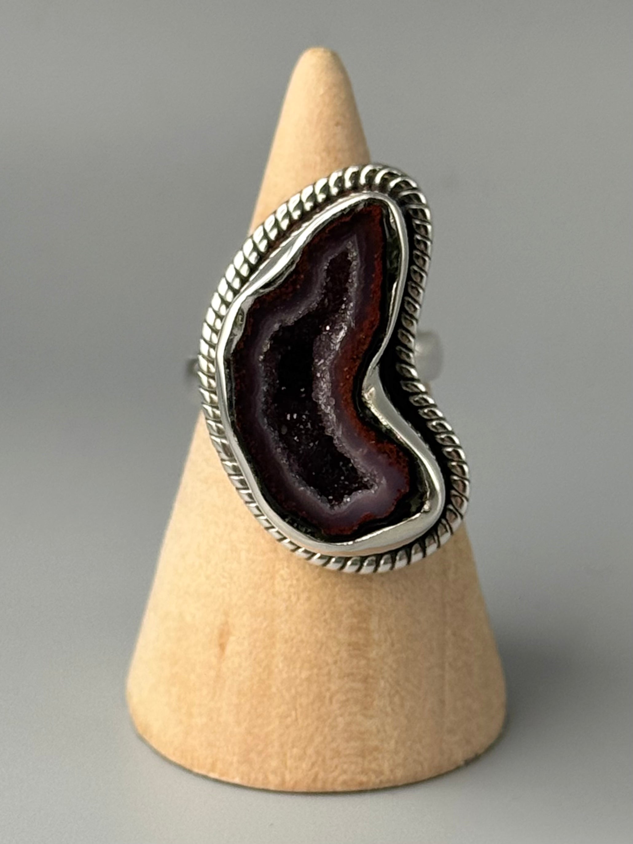 •COCONUT DRUZY GEODE - FREEFORM - 2• silver ring (size 7)