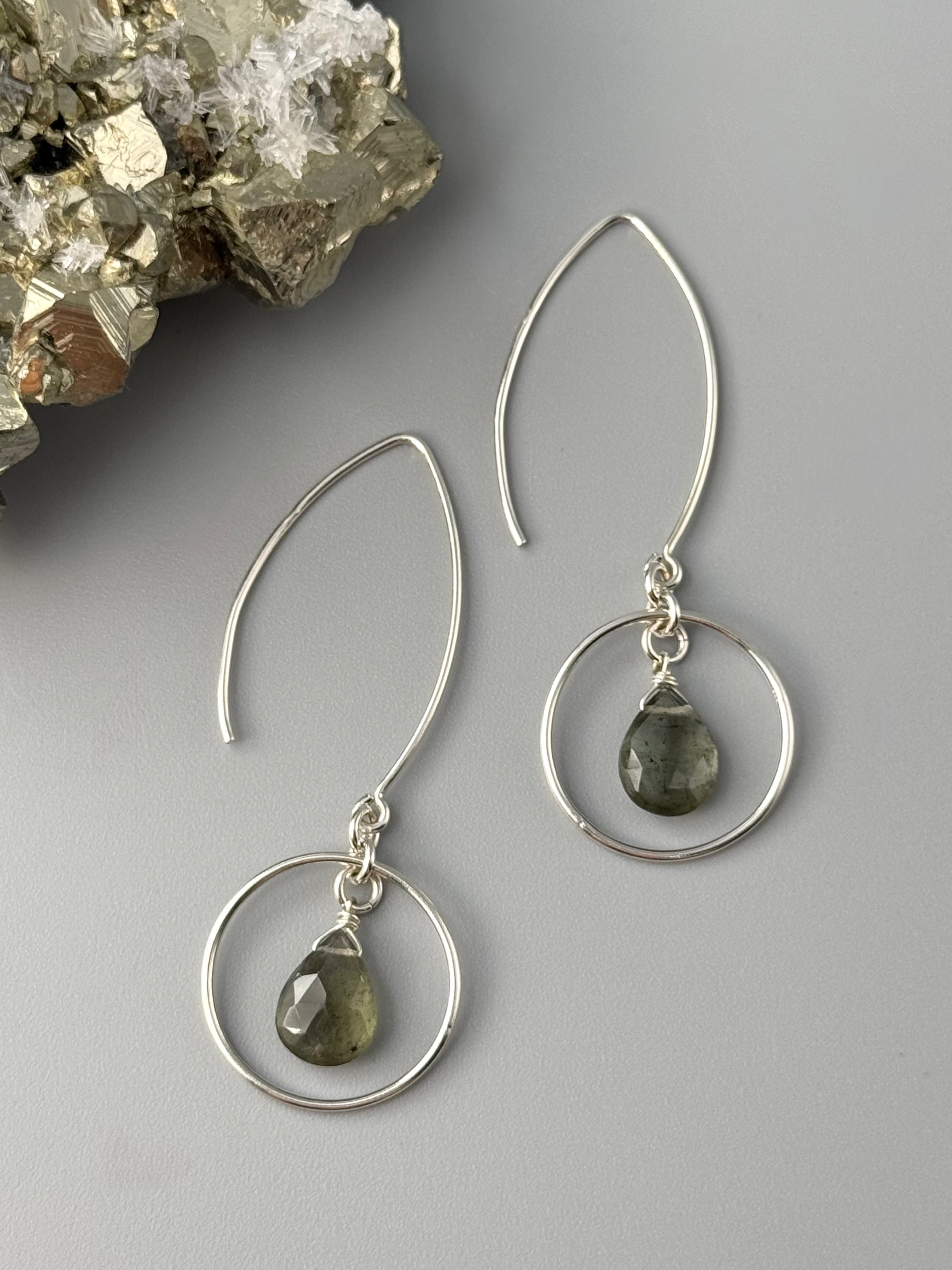 •LUNA• moss aquamarine + silver earrings
