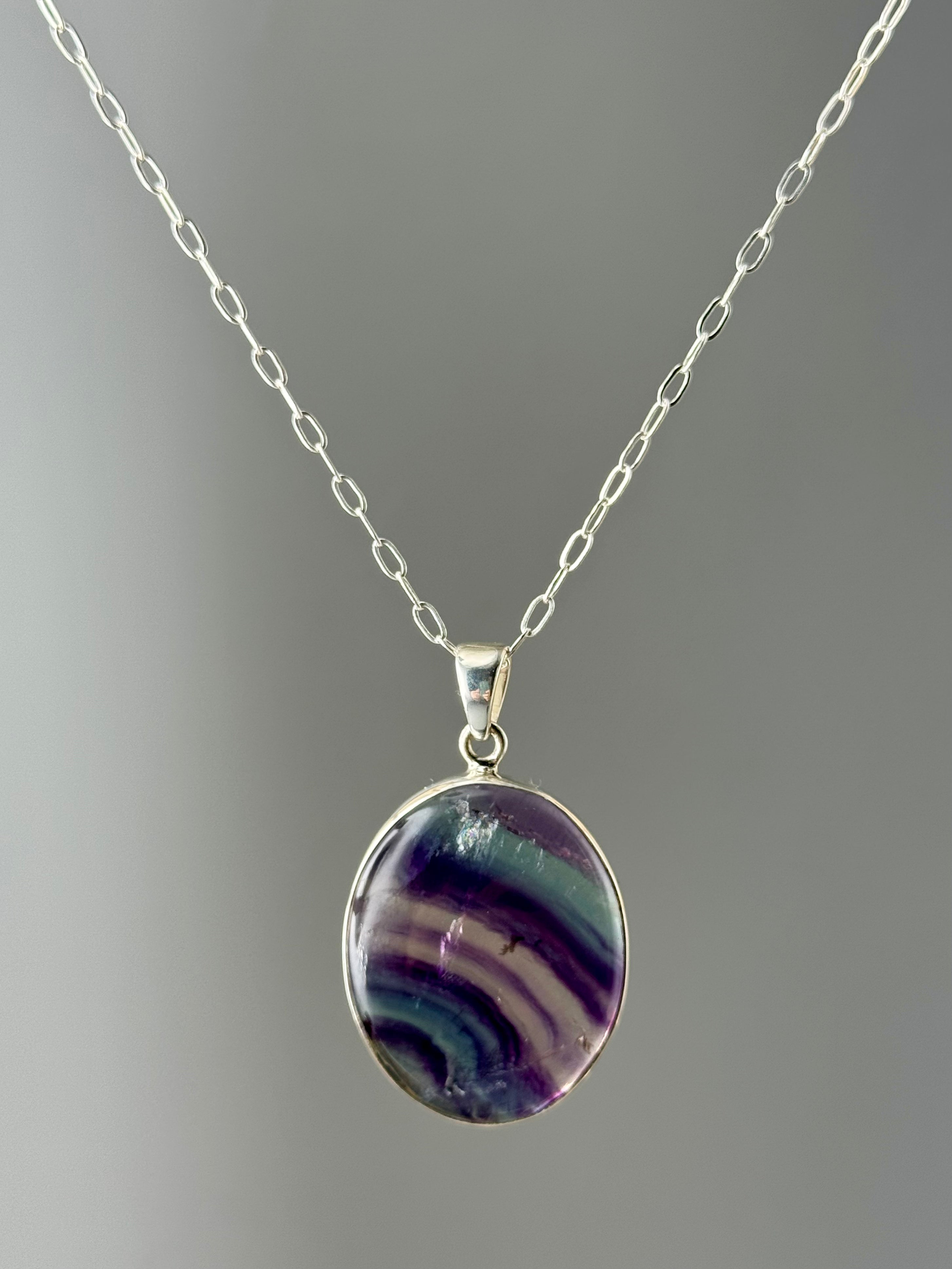 •FLUORITE OVAL - 2• sterling silver pendant