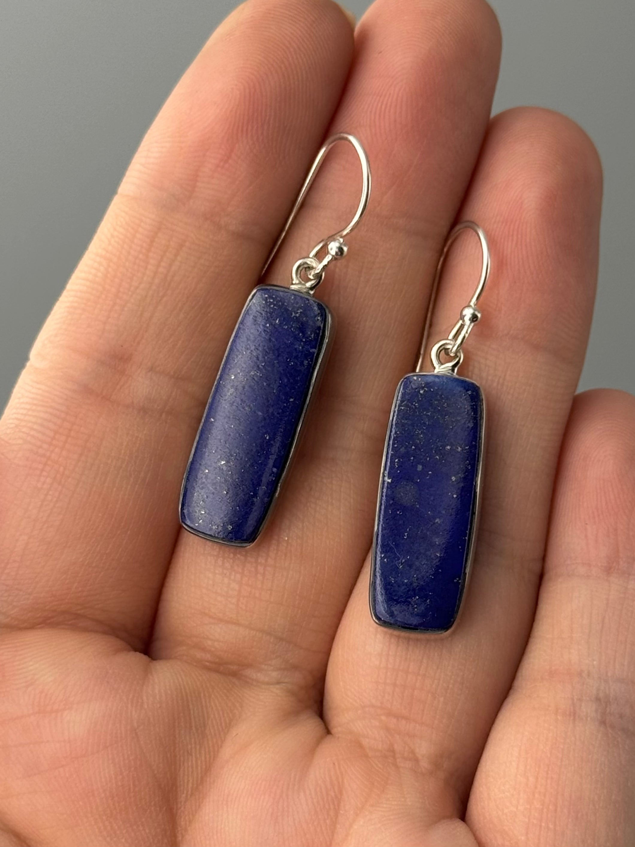 •LAPIS LAZULI - SOFT RECTANGLES• silver dangle earrings