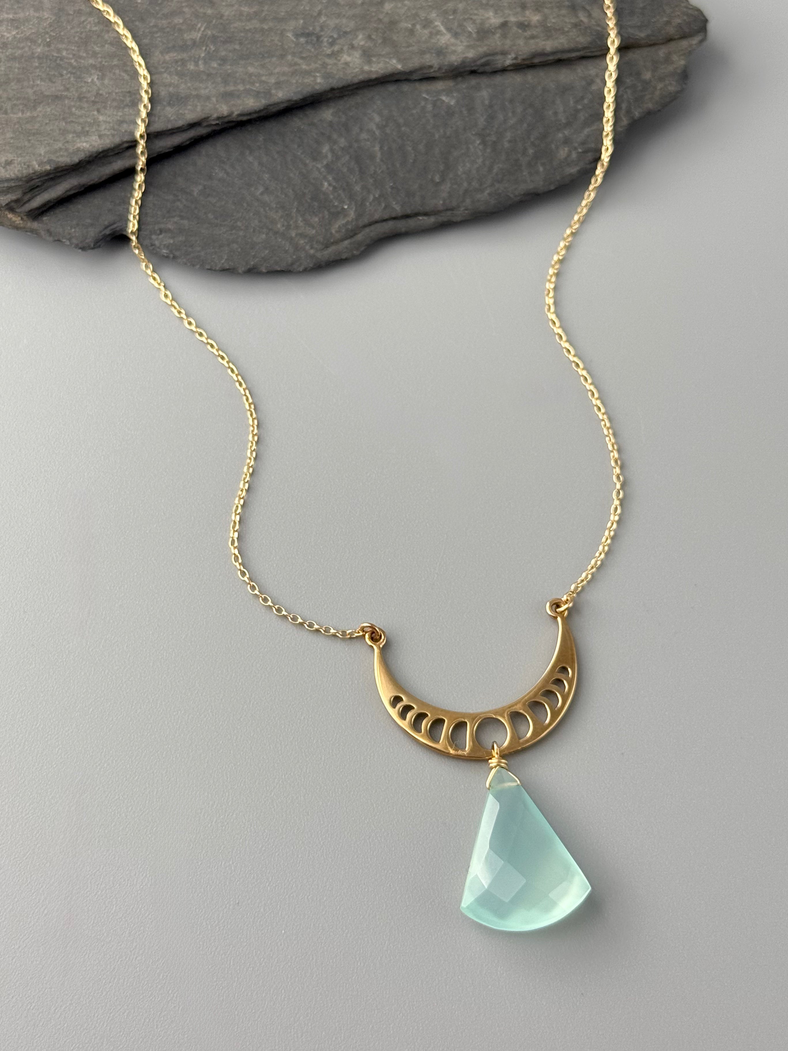•NYX• aqua chalcedony + gold necklace (18"-20" long)