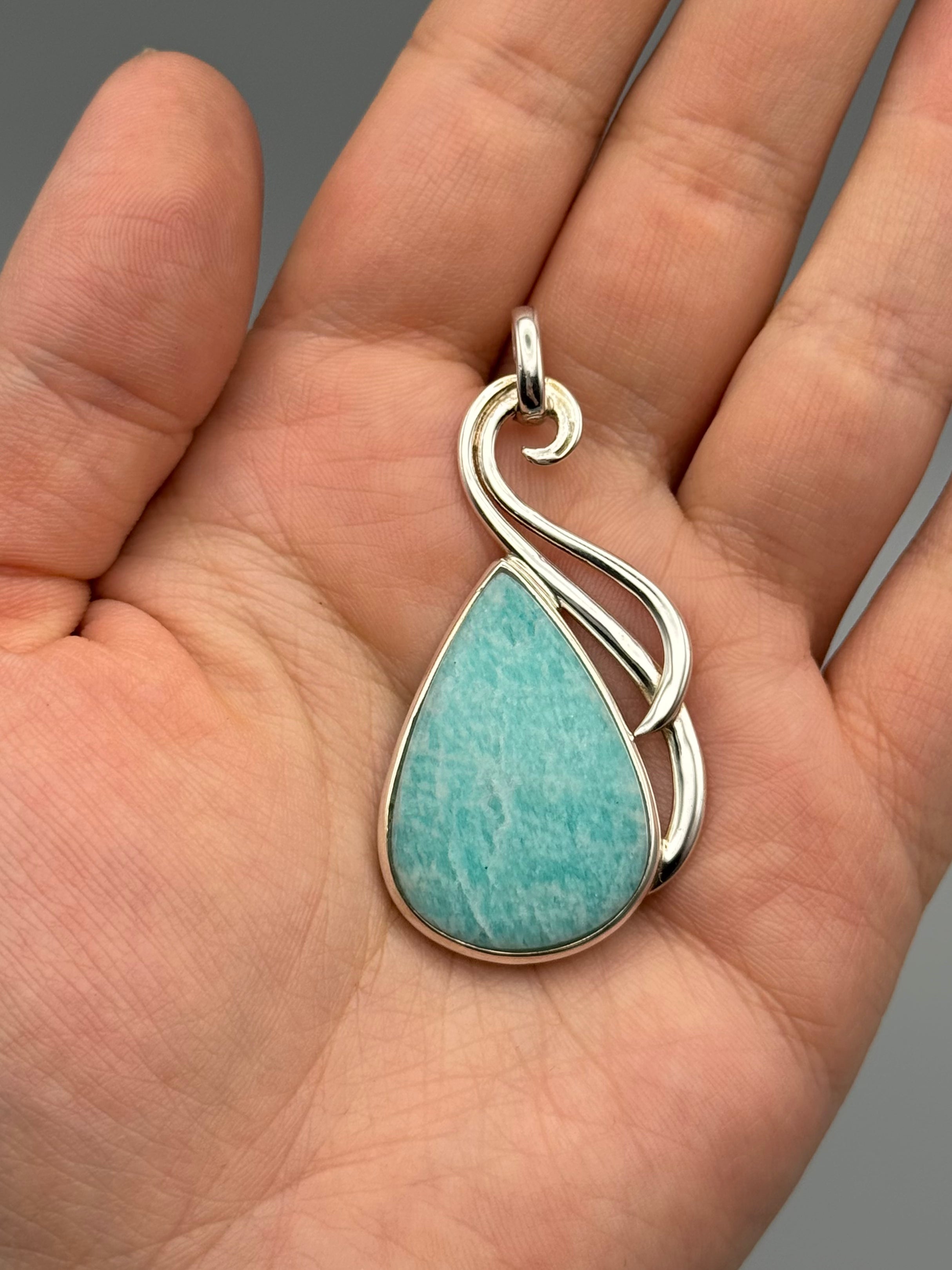 •AMAZONITE - FLOURISH• sterling silver pendant