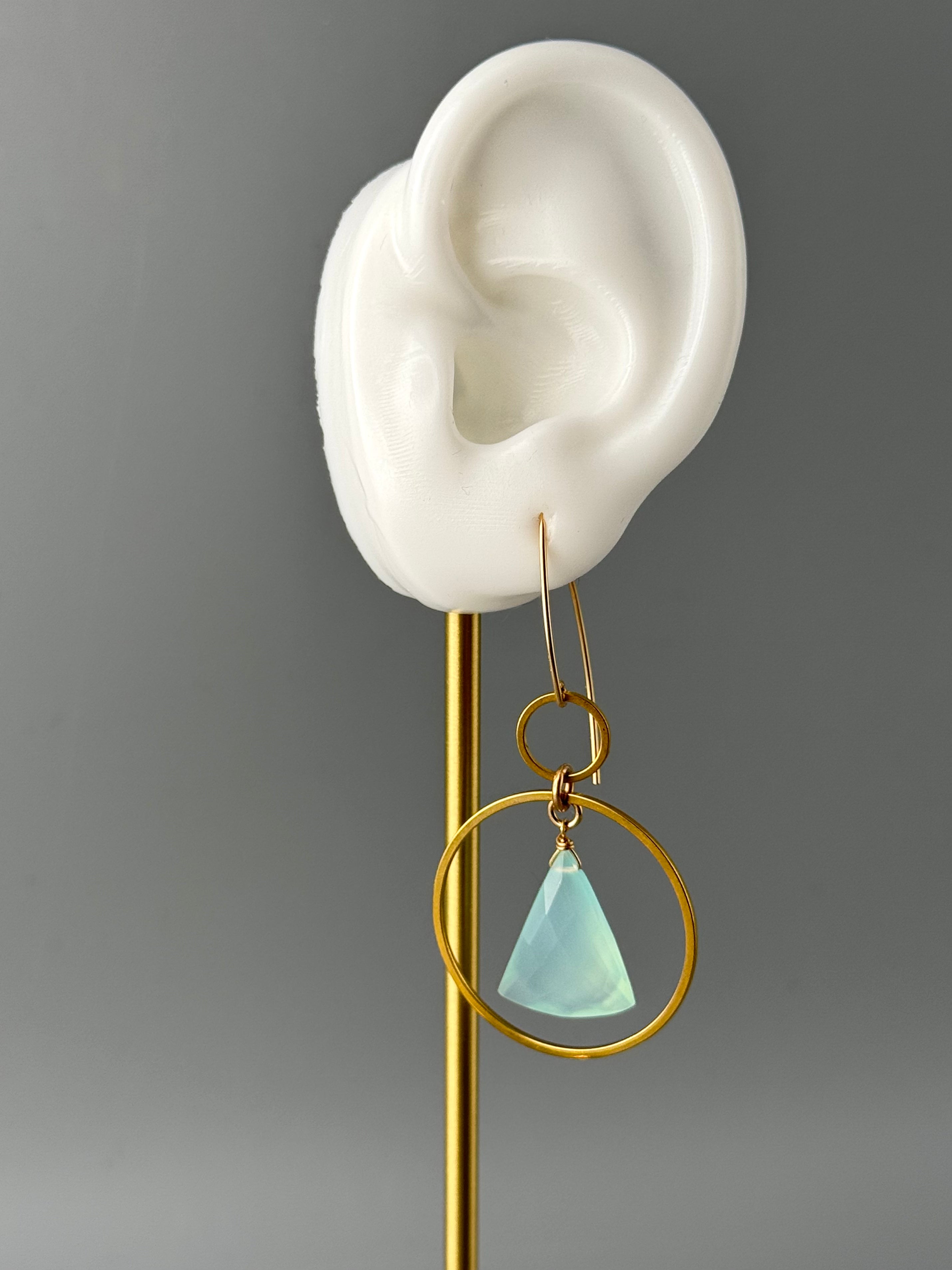 •EQUA-ORBIT• aqua chalcedony + gold earrings